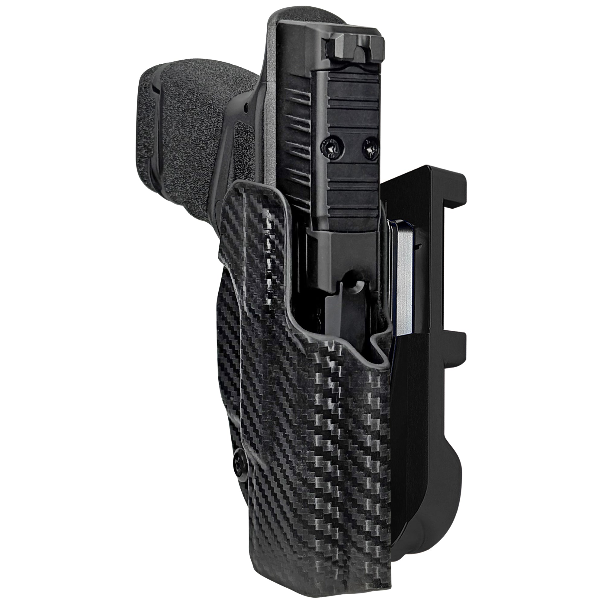 Springfield Hellcat IDPA Quick Mount Holster with Black Belt Attachment, Carbon Fiber Holster Shell