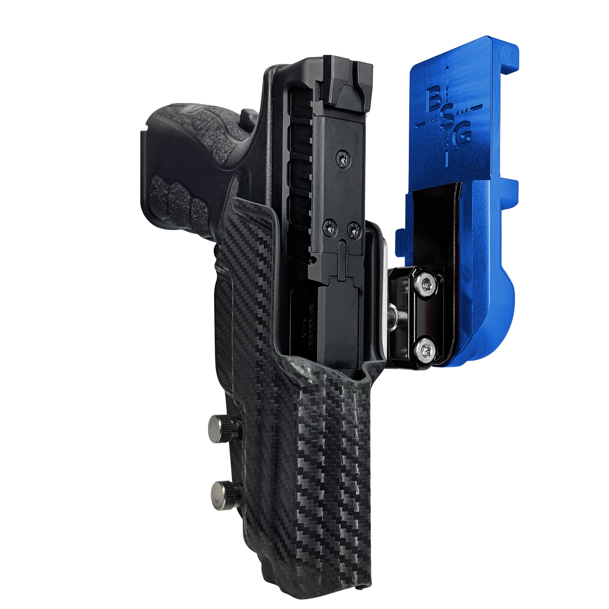 Springfield XD MOD.3 IPSC/USPA Quick Mount Ball Joint Holster with Blue Belt Attachment, Carbon Fiber Holster Shell