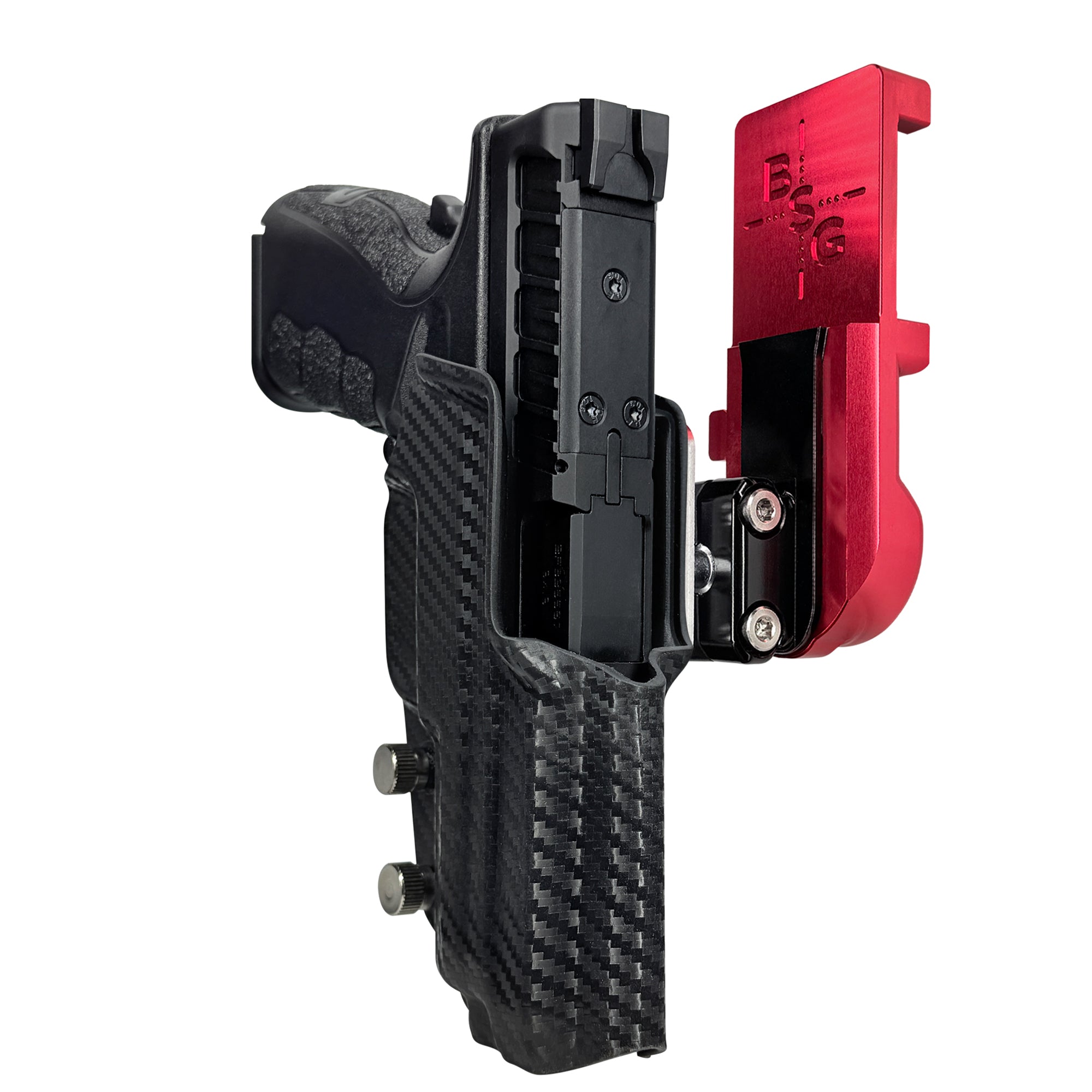 Springfield XD MOD.3 IPSC/USPA Quick Mount Ball Joint Holster with Red Belt Attachment, Carbon Fiber Holster Shell