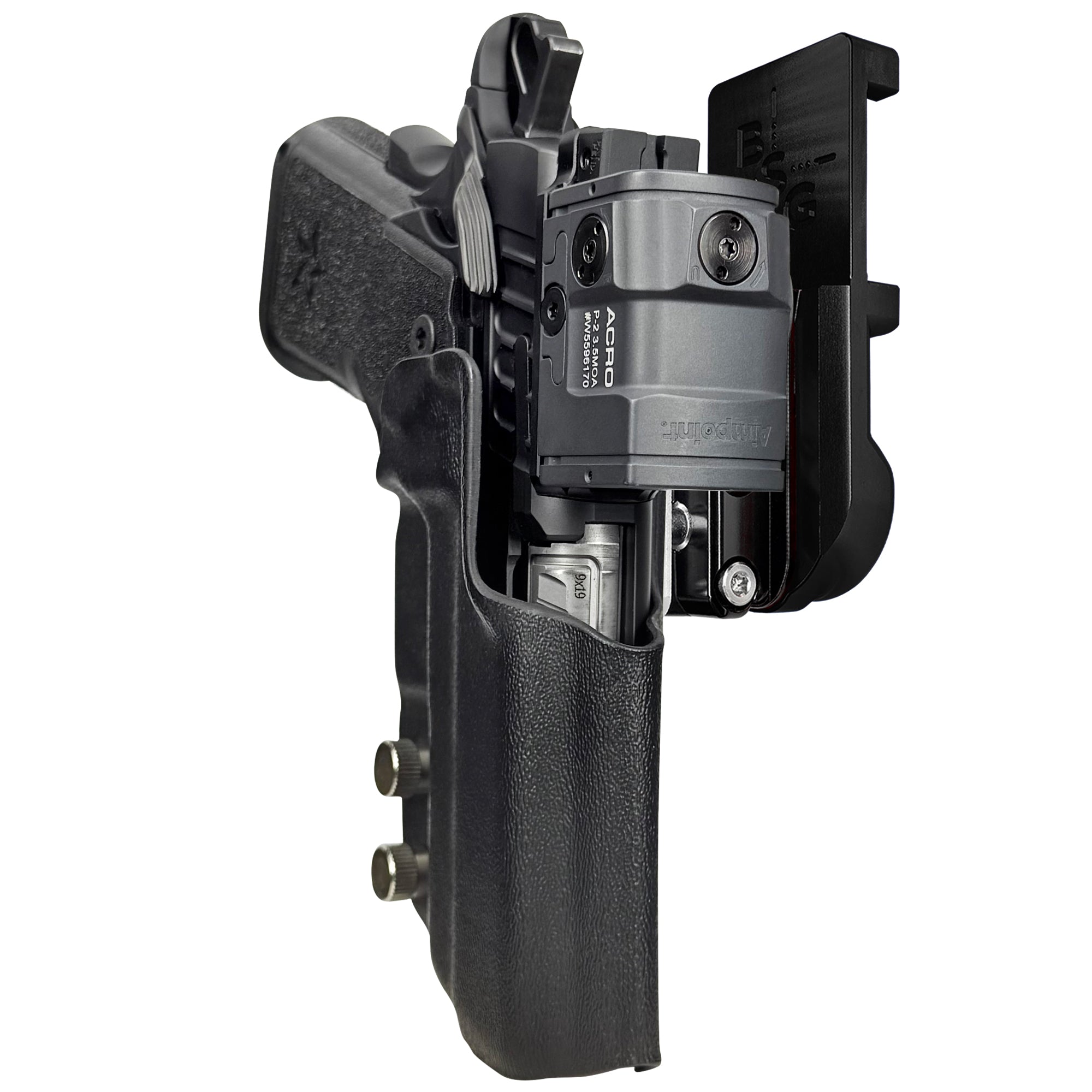 Staccato CS 2024 IPSC/USPA Quick Mount Ball Joint Holster with Black Belt Attachment, Black Holster Shell