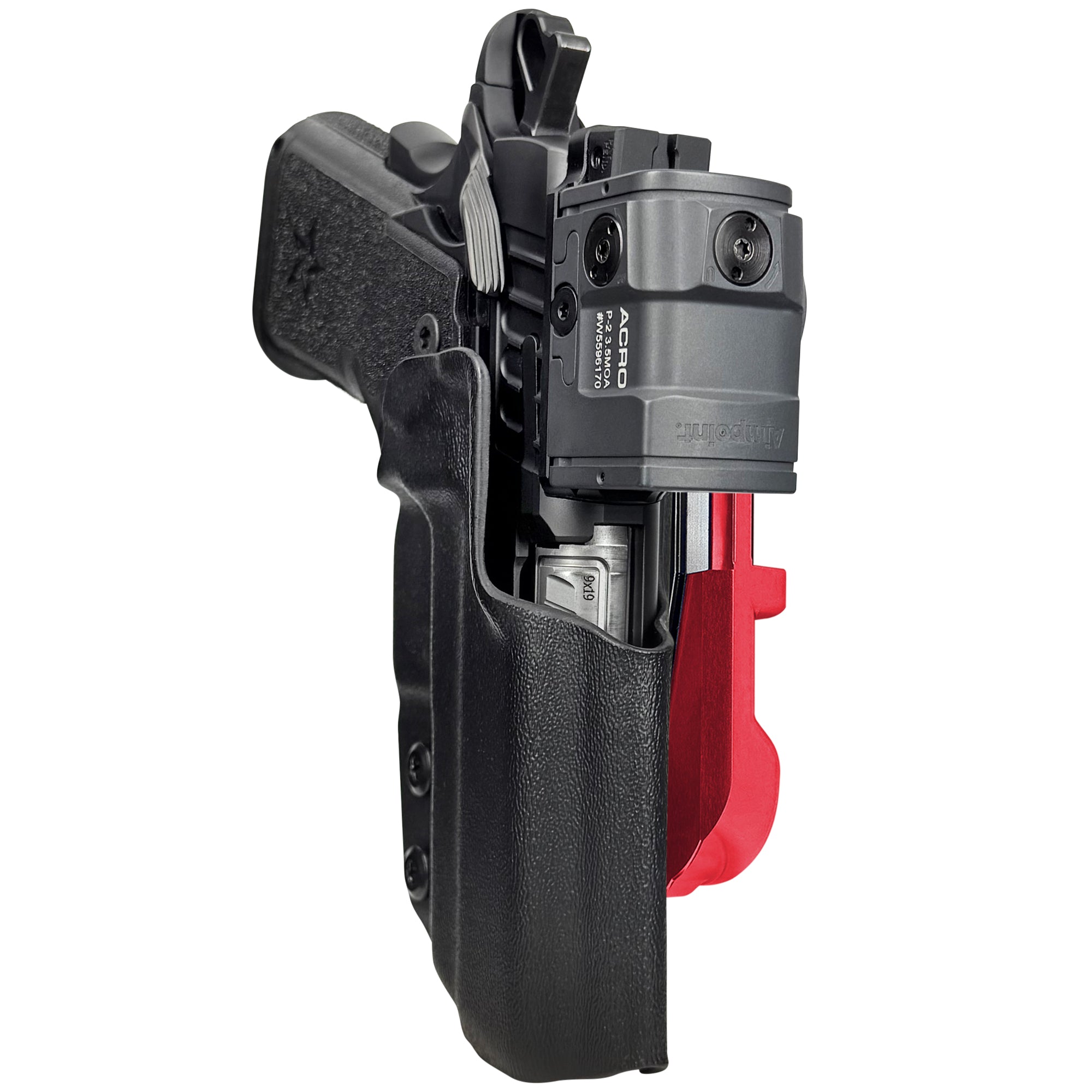 Staccato CS 2024 IDPA Quick Mount Holster with Red Belt Attachment, Black Holster Shell
