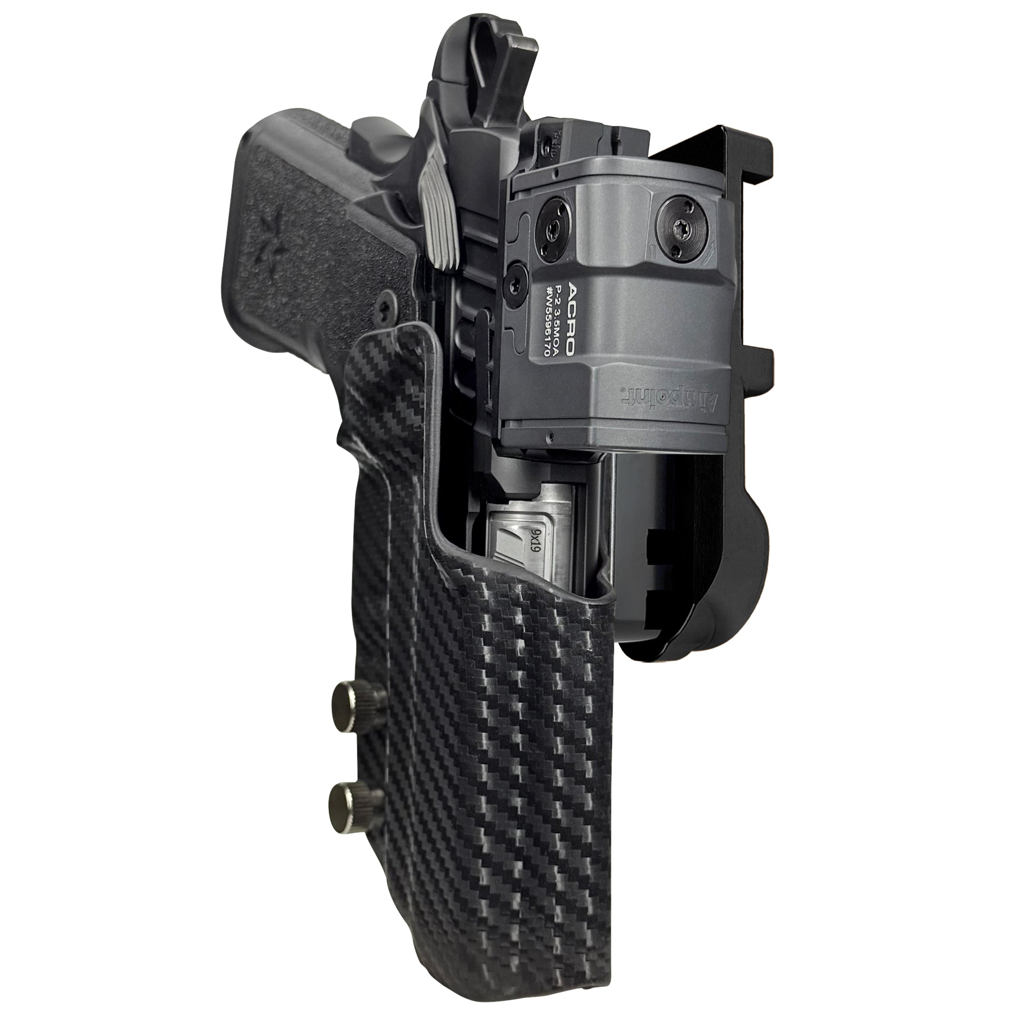 Staccato CS 2024 IPSC/USPA Quick Mount Holster with Black Belt Attachment, Carbon Fiber Holster Shell