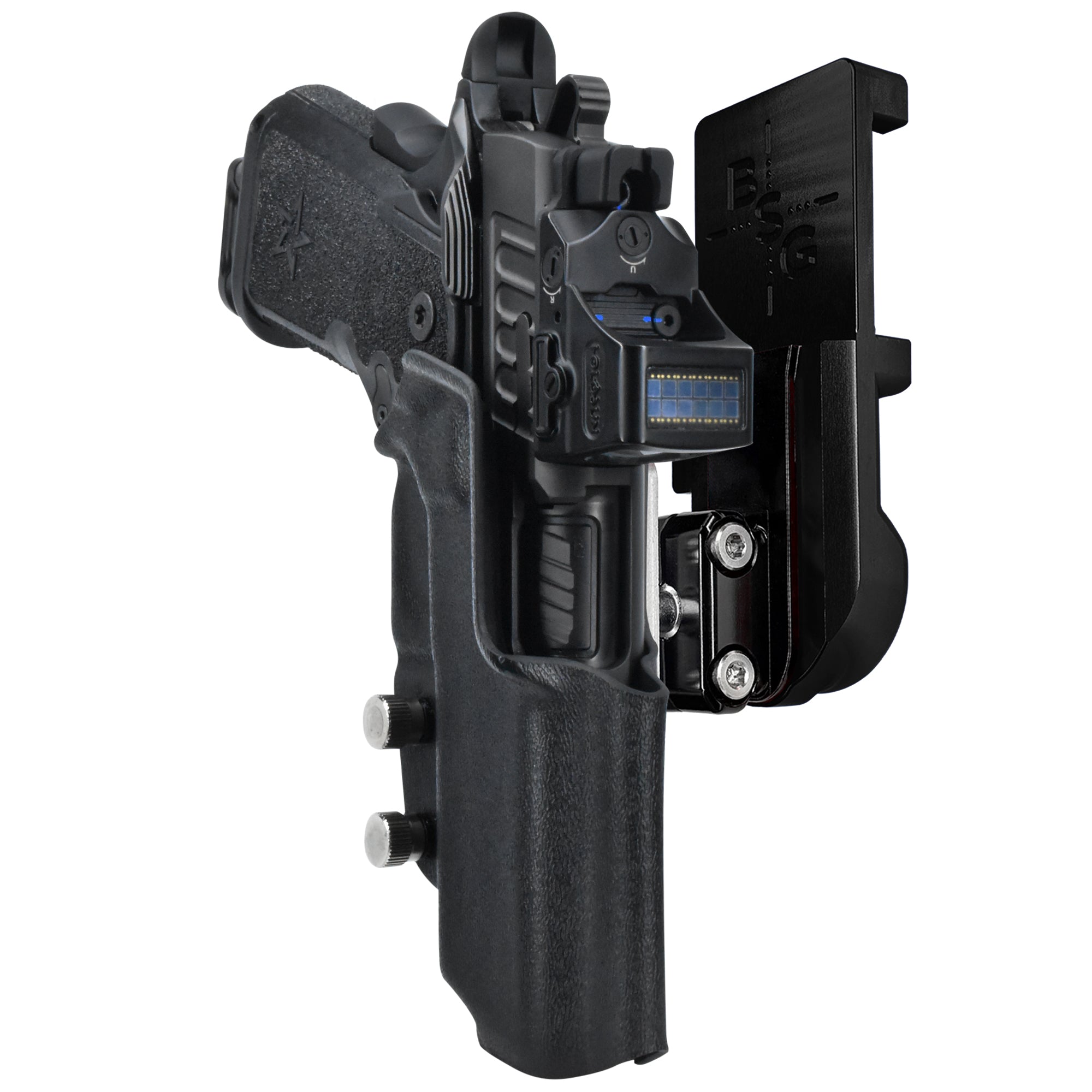 Staccato C 2024 IPSC/USPA Quick Mount Ball Joint Holster with Black Belt Attachment, Black Holster Shell