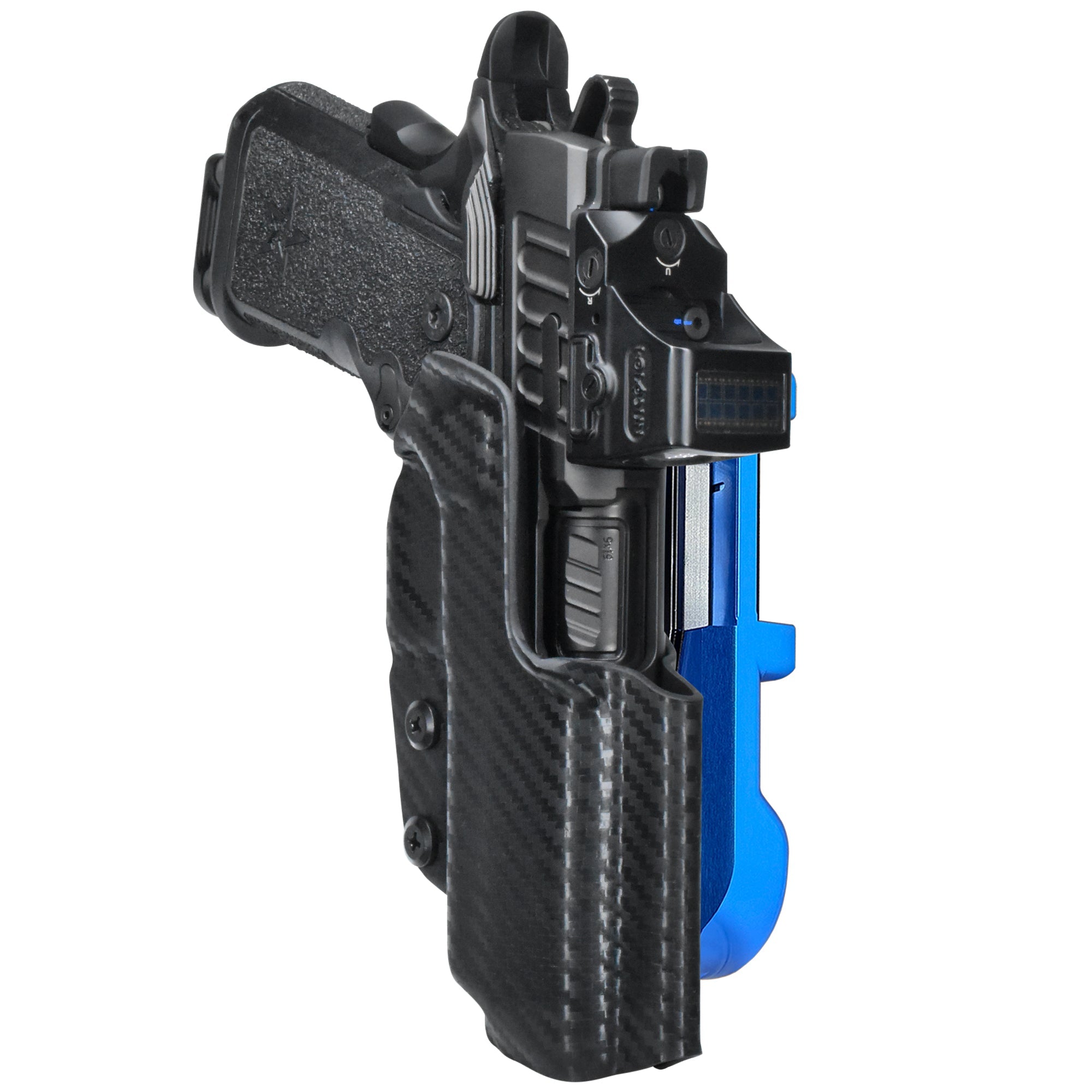 Staccato C 2024 IDPA Quick Mount Holster with Blue Belt Attachment, Carbon Fiber Holster Shell
