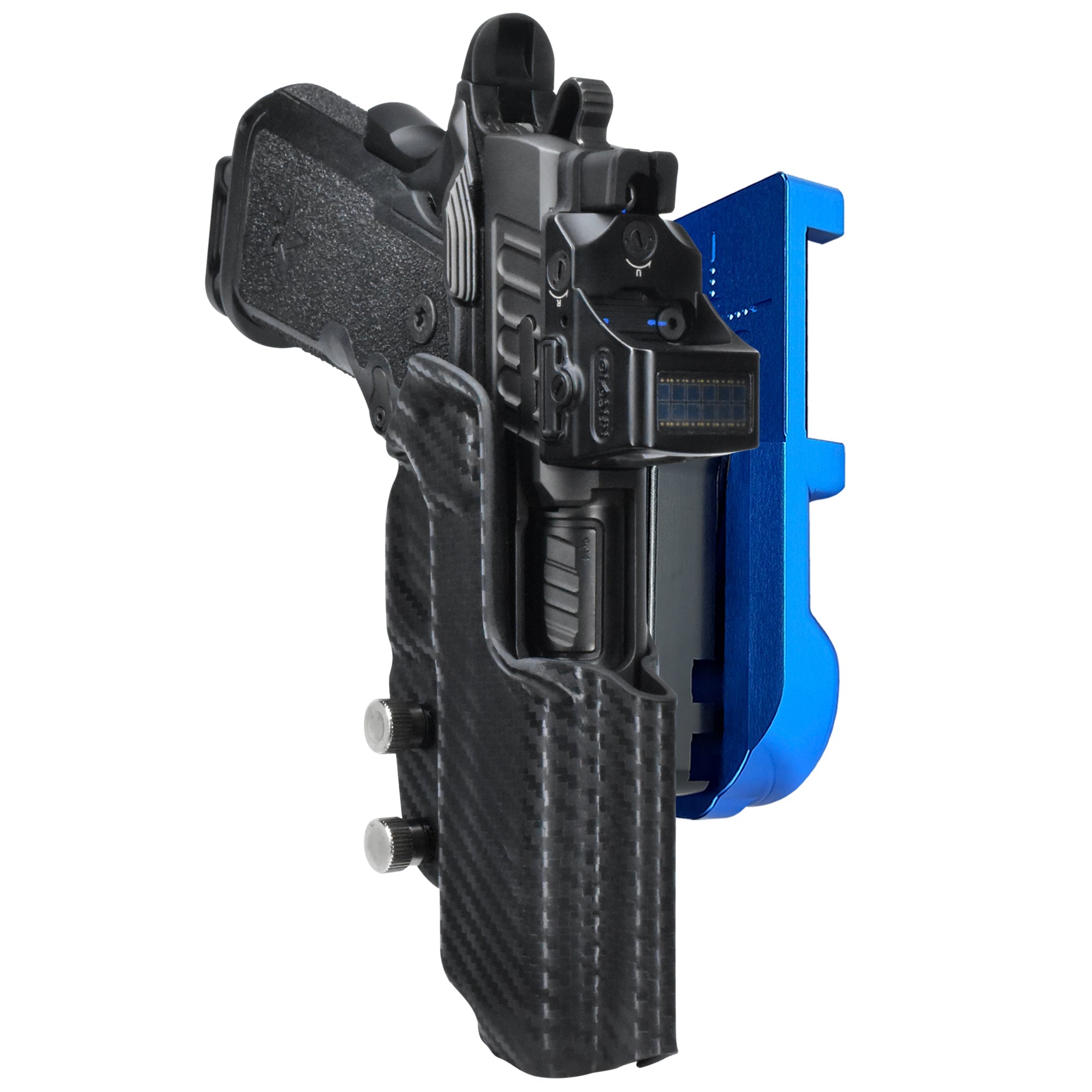 Staccato C 2024 IPSC/USPA Quick Mount Holster with Blue Belt Attachment, Carbon Fiber Holster Shell