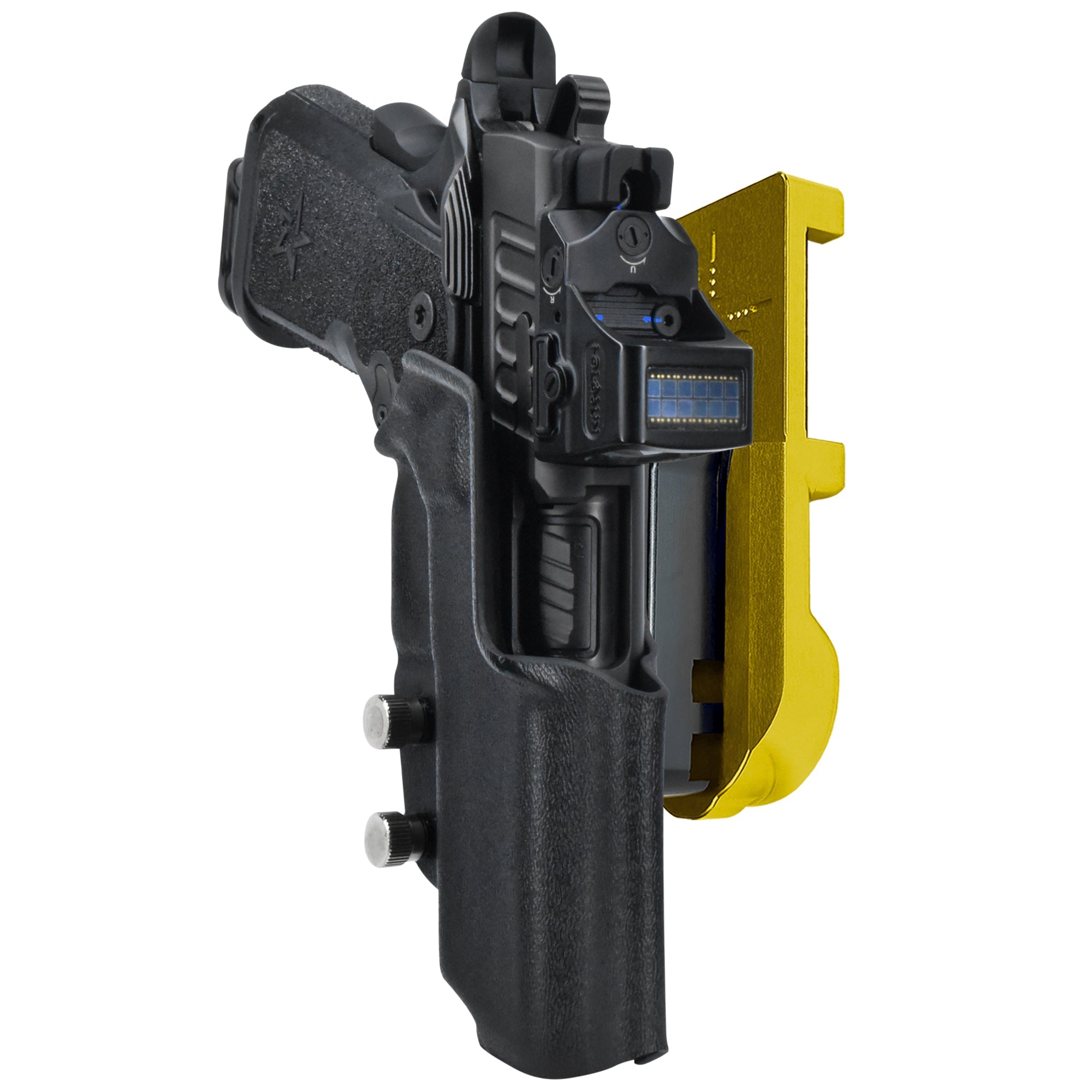 Staccato C 2024 IPSC/USPA Quick Mount Holster with 24K Gold Belt Attachment, Black Holster Shell