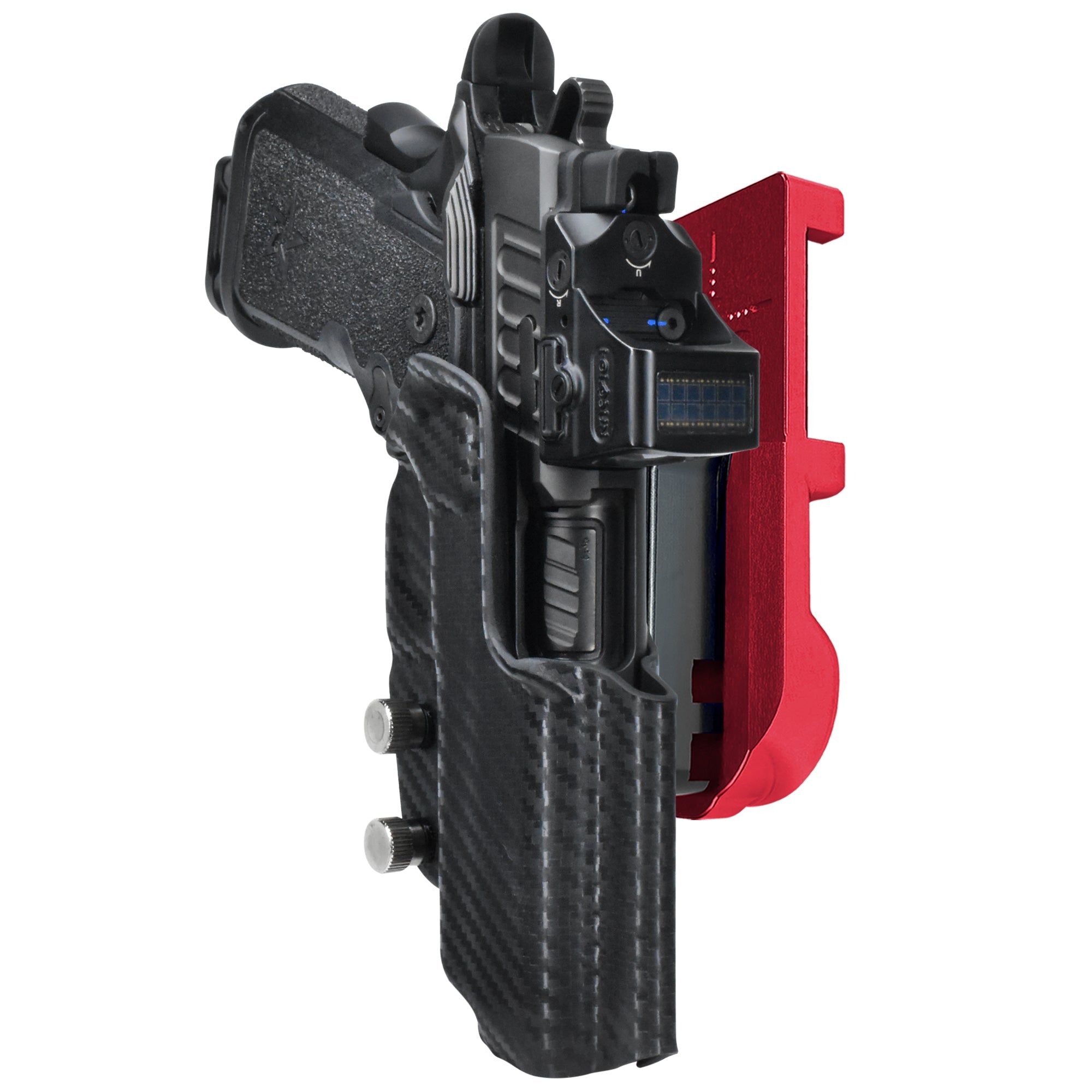 Staccato C 2024 IPSC/USPA Quick Mount Holster with Red Belt Attachment, Carbon Fiber Holster Shell