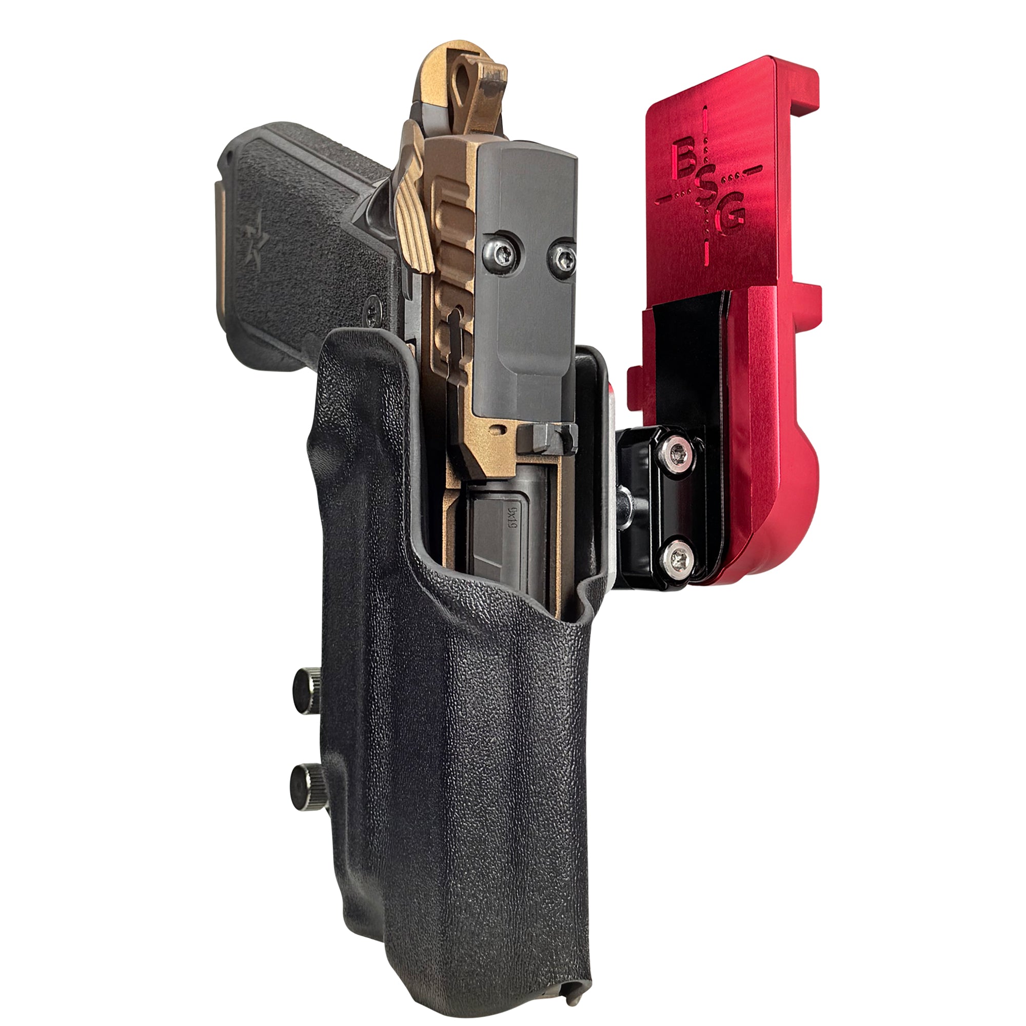 Staccato HD P4 TLR7-X IPSC/USPA Quick Mount Ball Joint Holster with Red Belt Attachment, Black Holster Shell