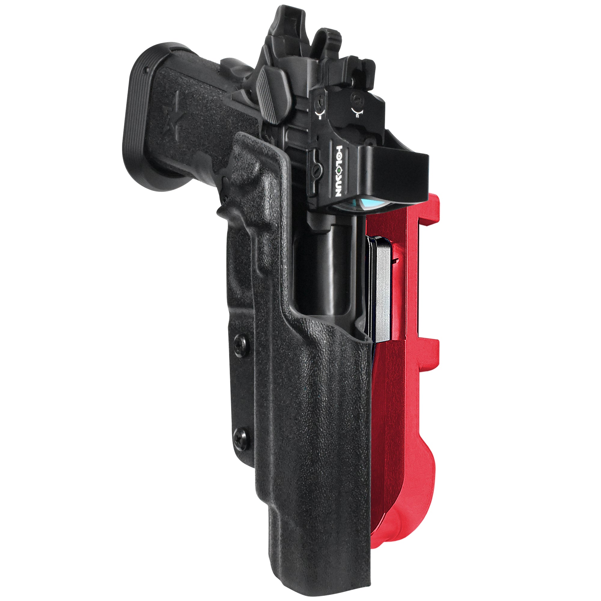 Staccato XL IDPA Quick Mount Holster with Red Belt Attachment, Black Holster Shell