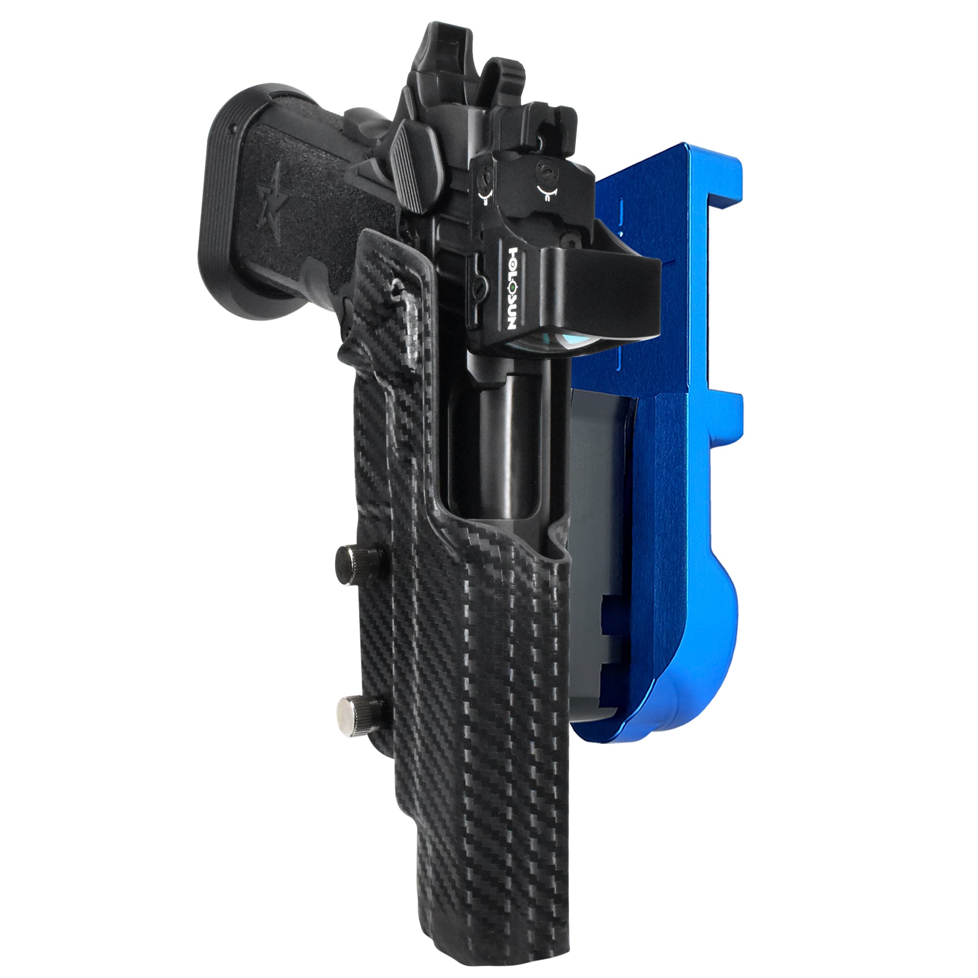 Staccato XL IPSC/USPA Quick Mount Holster with Blue Belt Attachment, Carbon Fiber Holster Shell