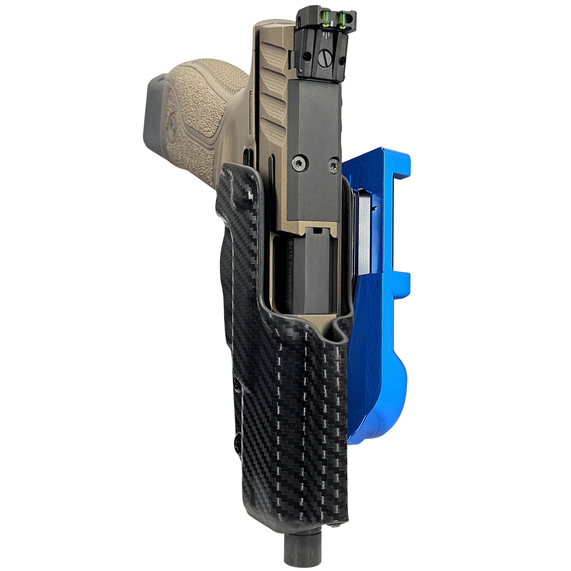 Stoeger STR-9 Combat SX IDPA Quick Mount Holster with Blue Belt Attachment, Carbon Fiber Holster Shell