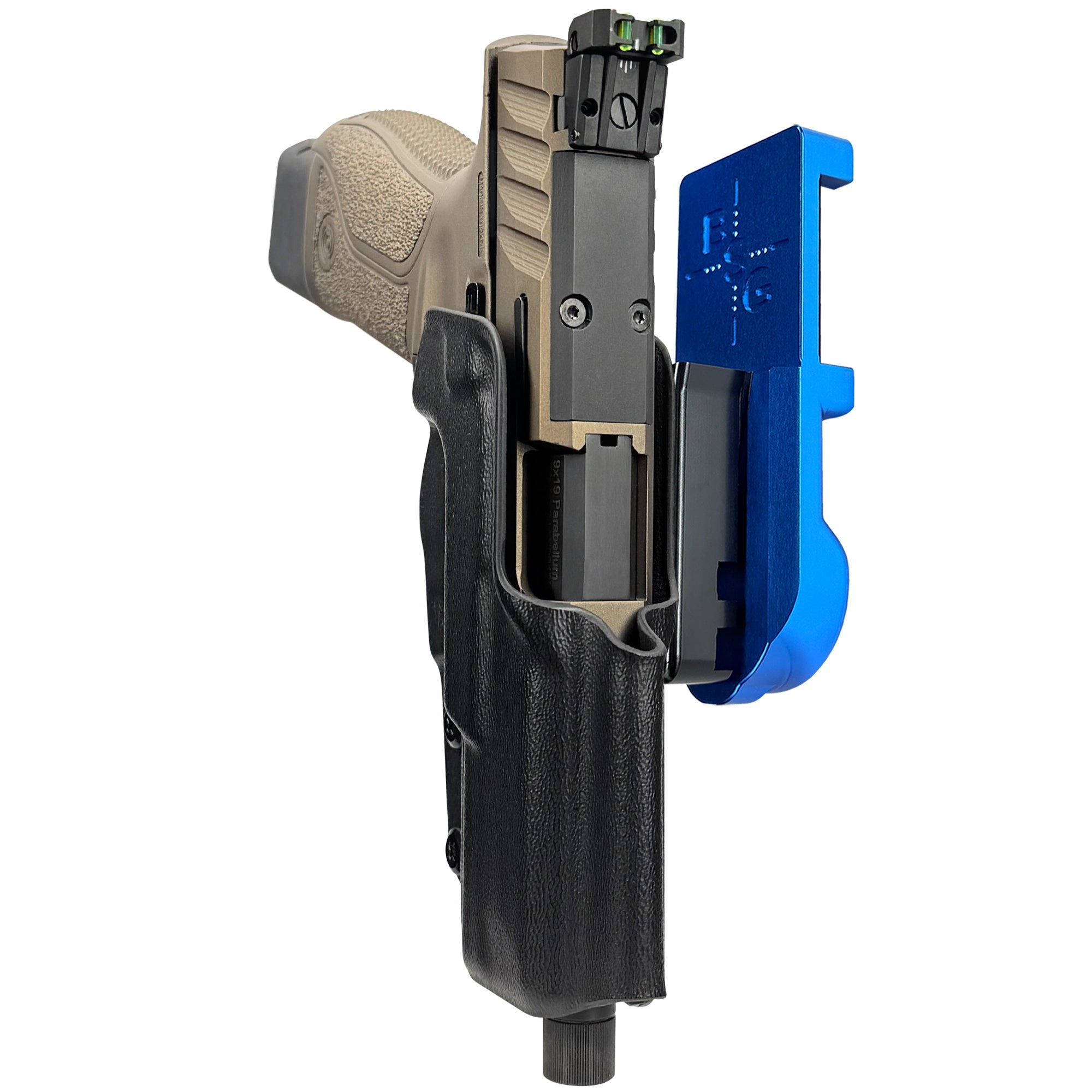 Stoeger STR-9 Combat SX IPSC/USPA Quick Mount Holster with Blue Belt Attachment, Black Holster Shell