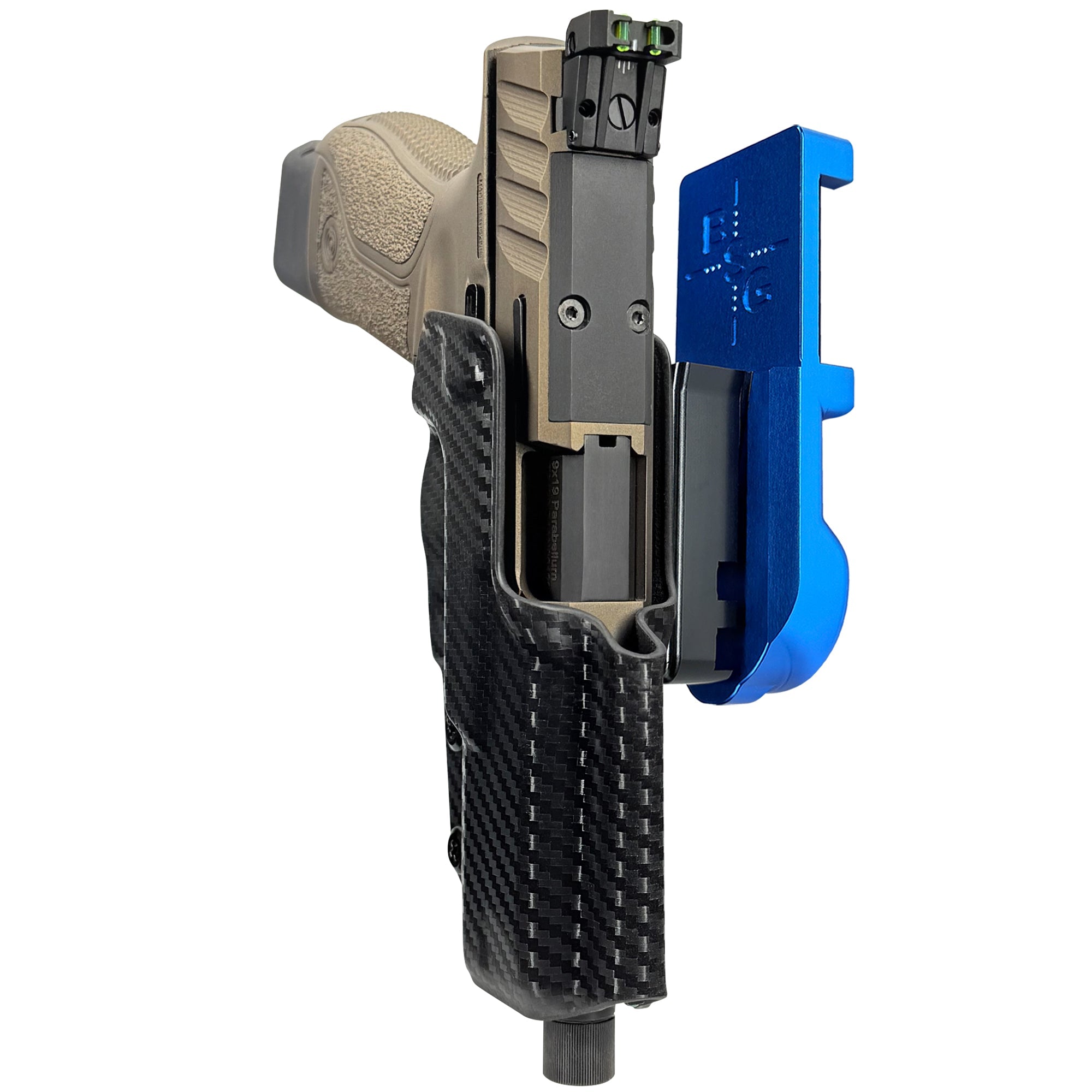Stoeger STR-9 Combat SX IPSC/USPA Quick Mount Holster with Blue Belt Attachment, Carbon Fiber Holster Shell