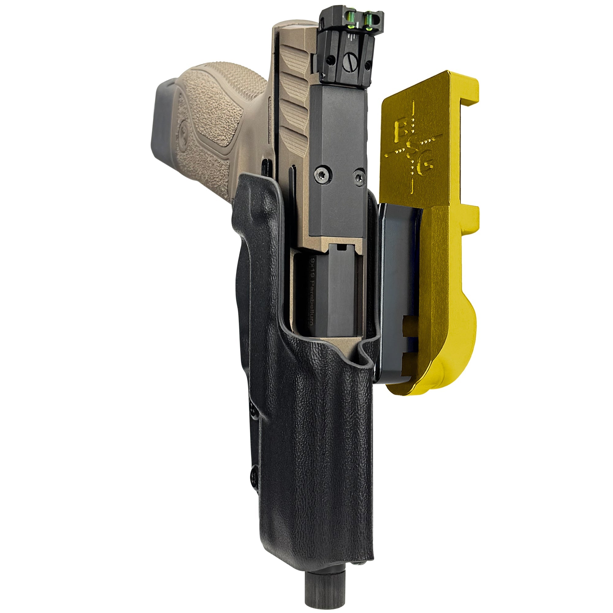 Stoeger STR-9 Combat SX IPSC/USPA Quick Mount Holster with 24K Gold Belt Attachment, Black Holster Shell