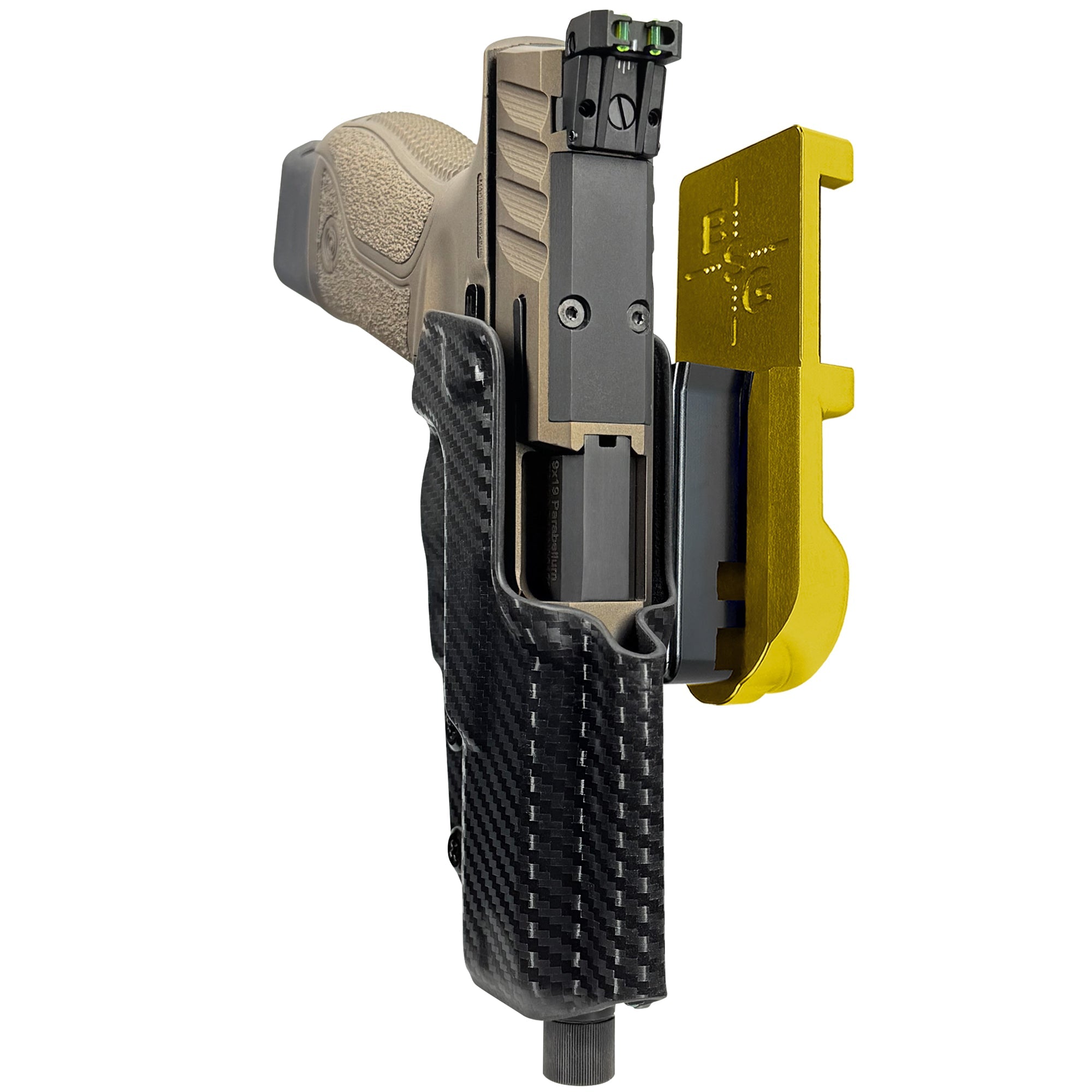 Stoeger STR-9 Combat SX IPSC/USPA Quick Mount Holster with 24K Gold Belt Attachment, Carbon Fiber Holster Shell