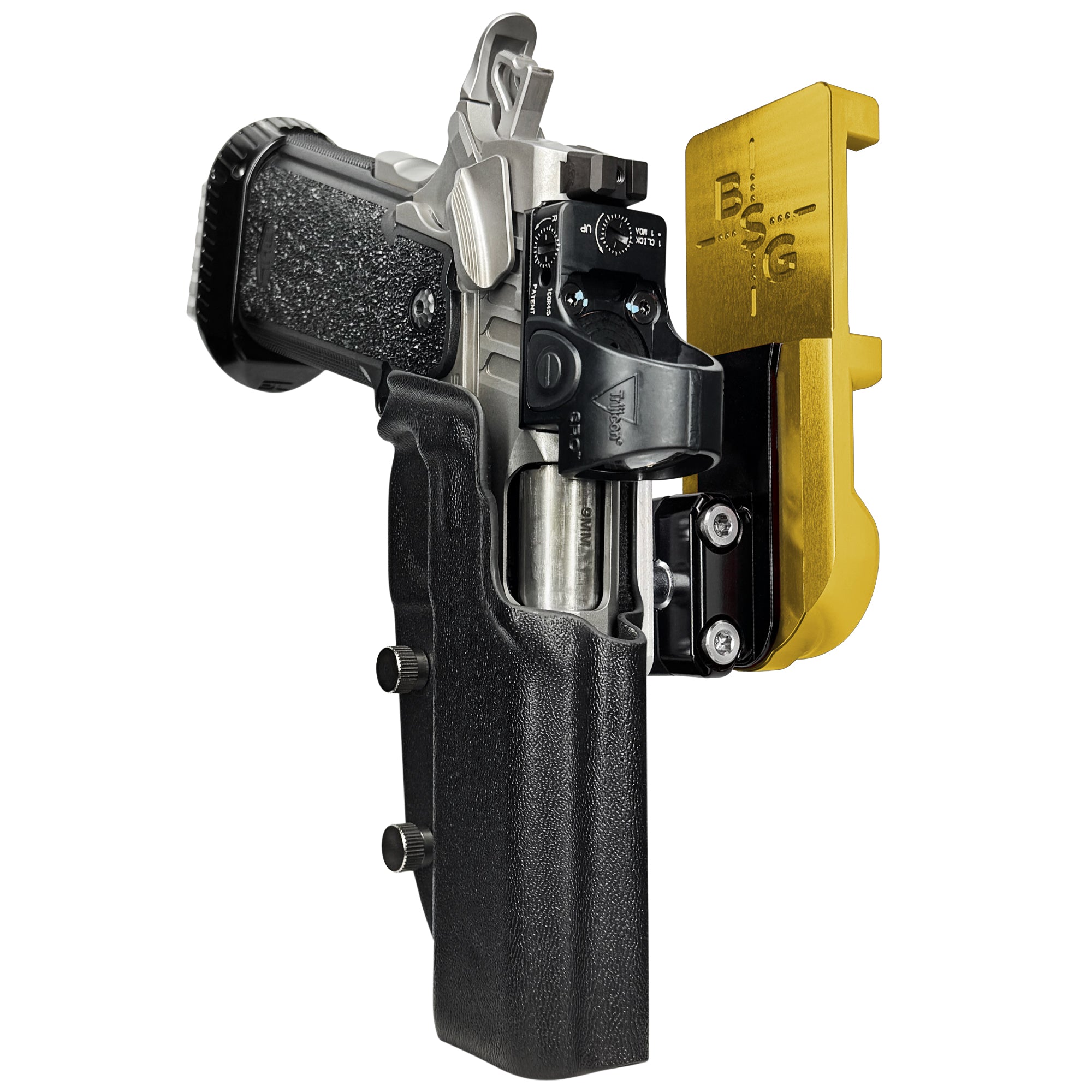 Bul Armory TAC PRO/COMP IPSC/USPA Quick Mount Ball Joint Holster with 24K Gold Belt Attachment, Black Holster Shell
