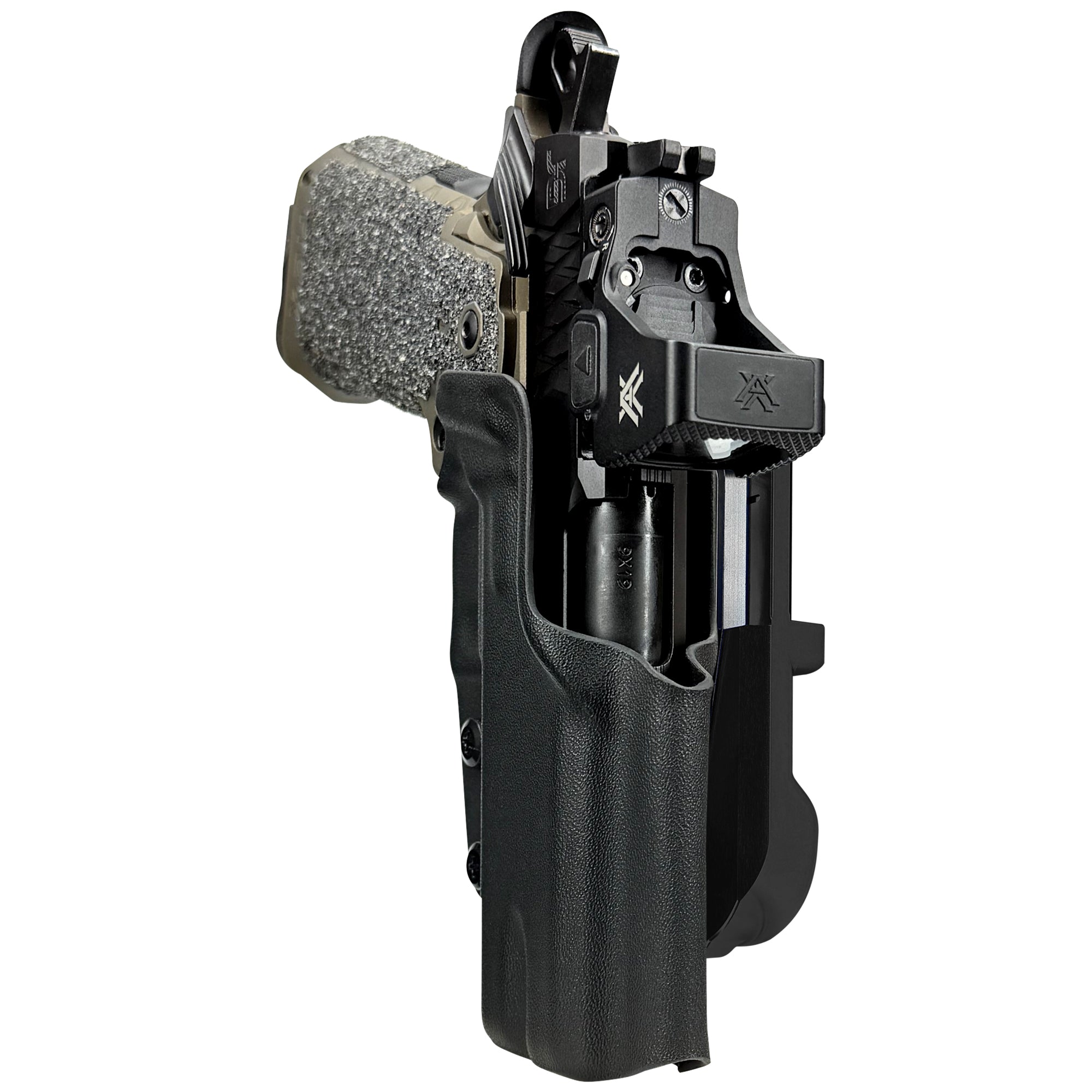 Jacob Grey HEX 4.25in IDPA Quick Mount Holster with Black Belt Attachment, Black Holster Shell