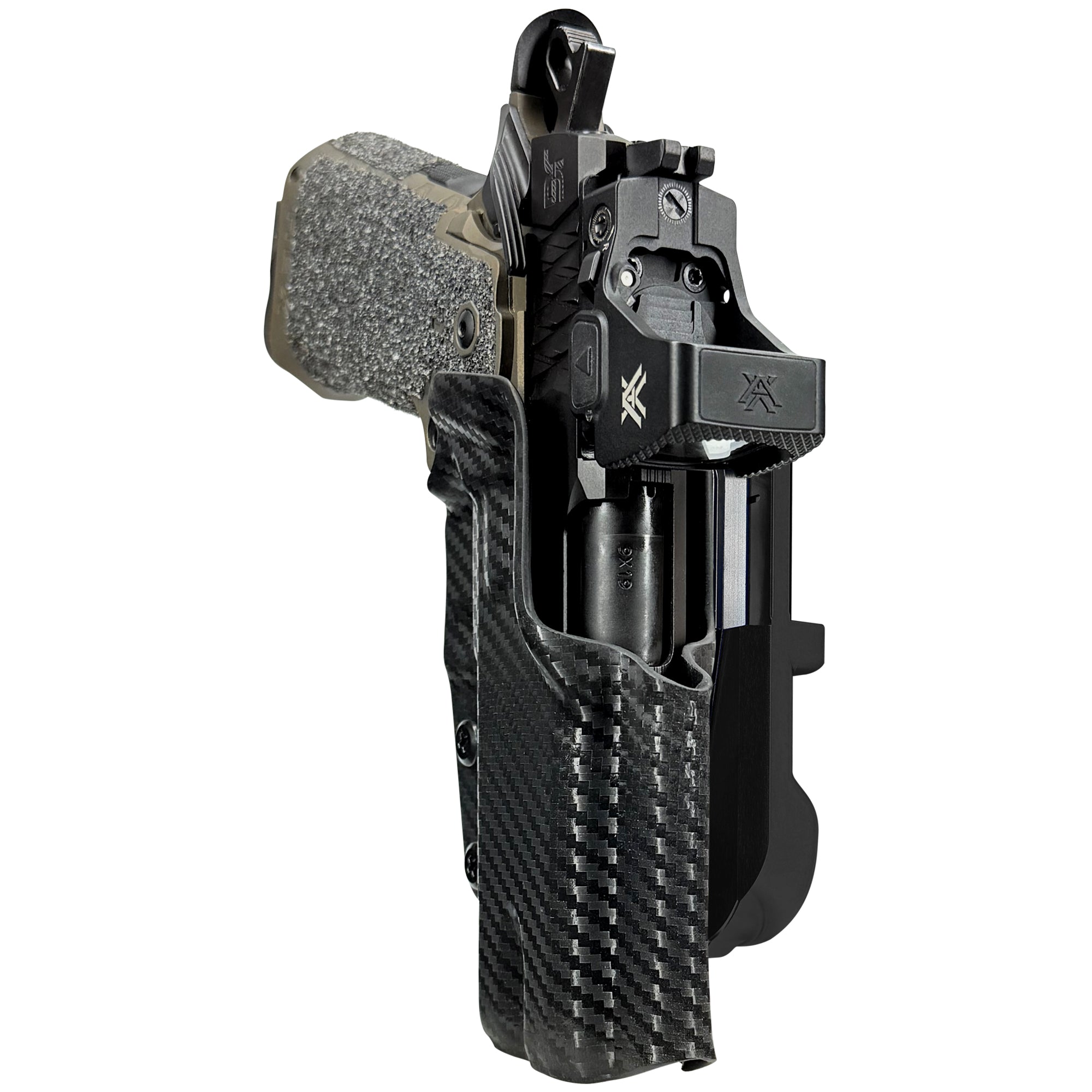 Jacob Grey HEX 4.25in IDPA Quick Mount Holster with Black Belt Attachment, Carbon Fiber Holster Shell