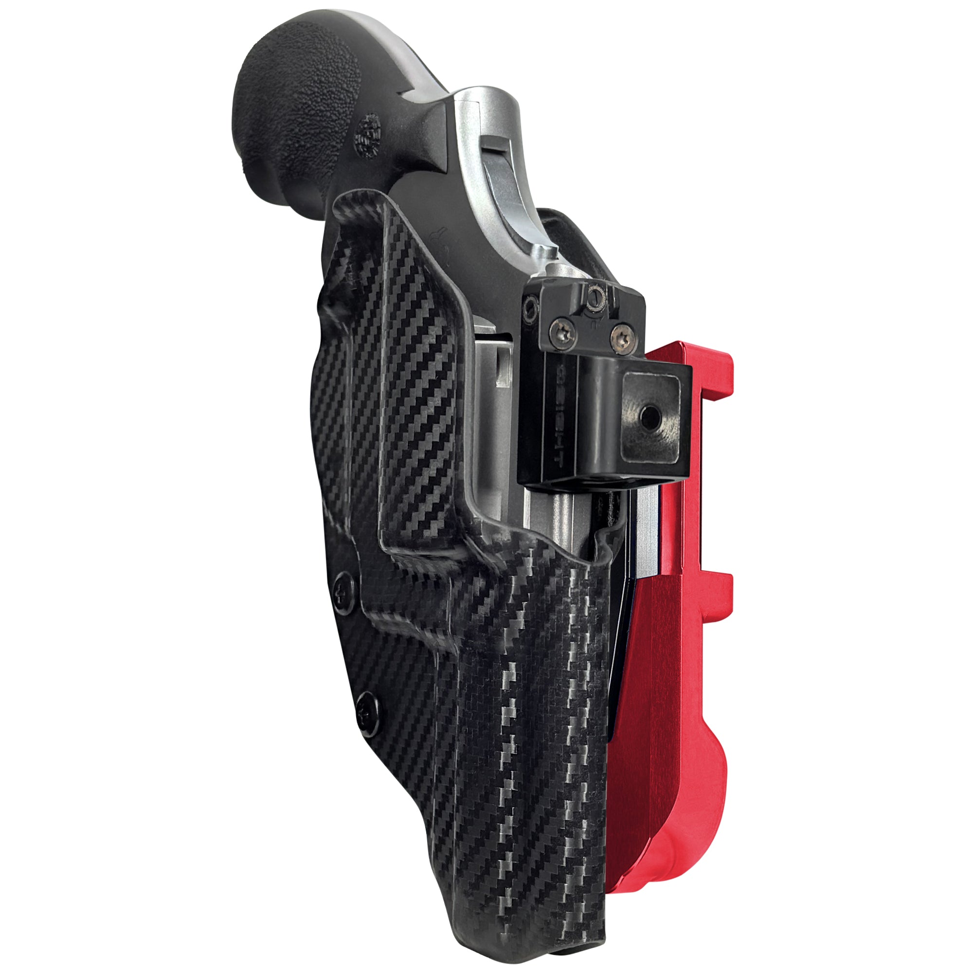 Taurus 66 Combat IDPA Quick Mount Holster with Red Belt Attachment, Carbon Fiber Holster Shell