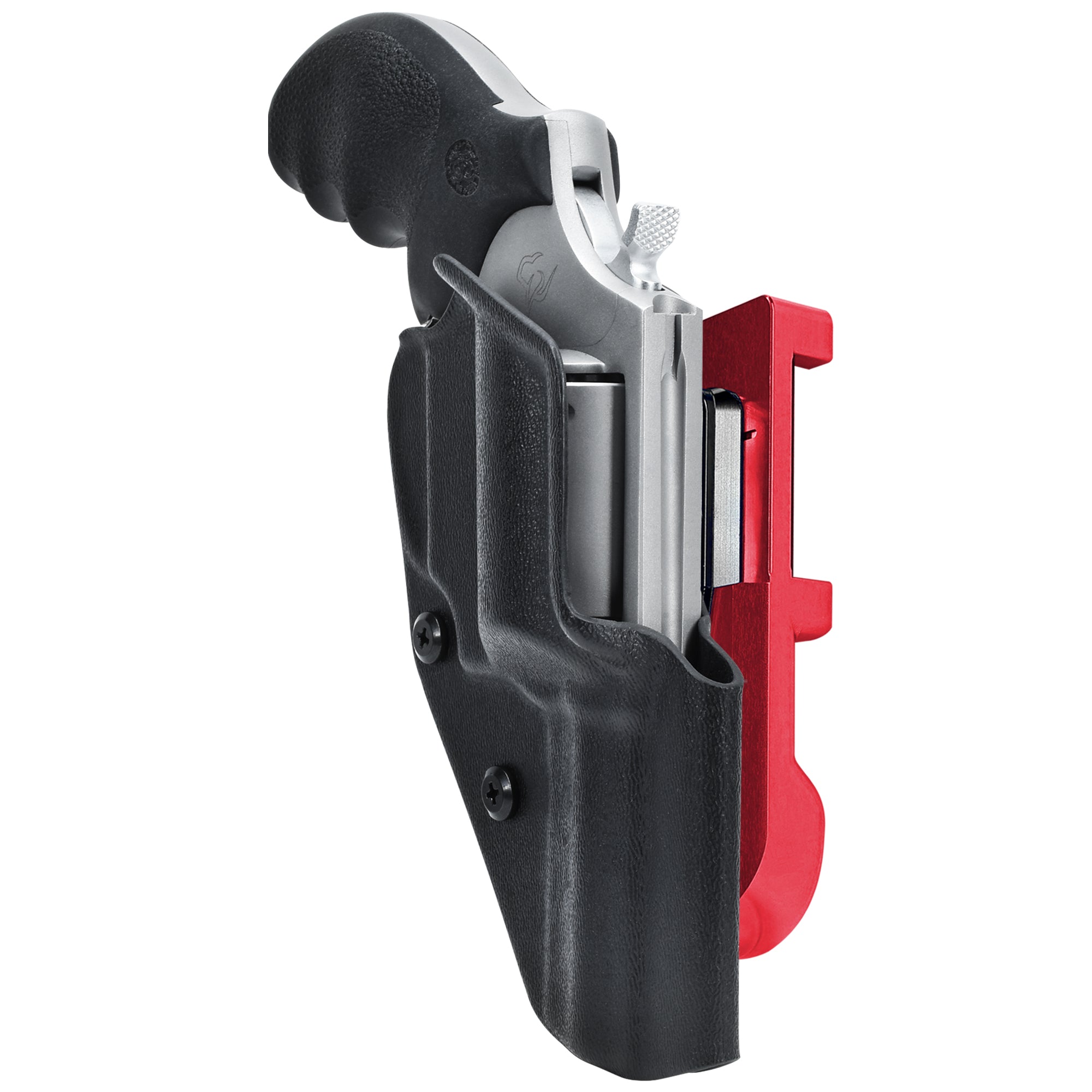 Taurus Defender 605 3in IDPA Quick Mount Holster with Red Belt Attachment, Black Holster Shell