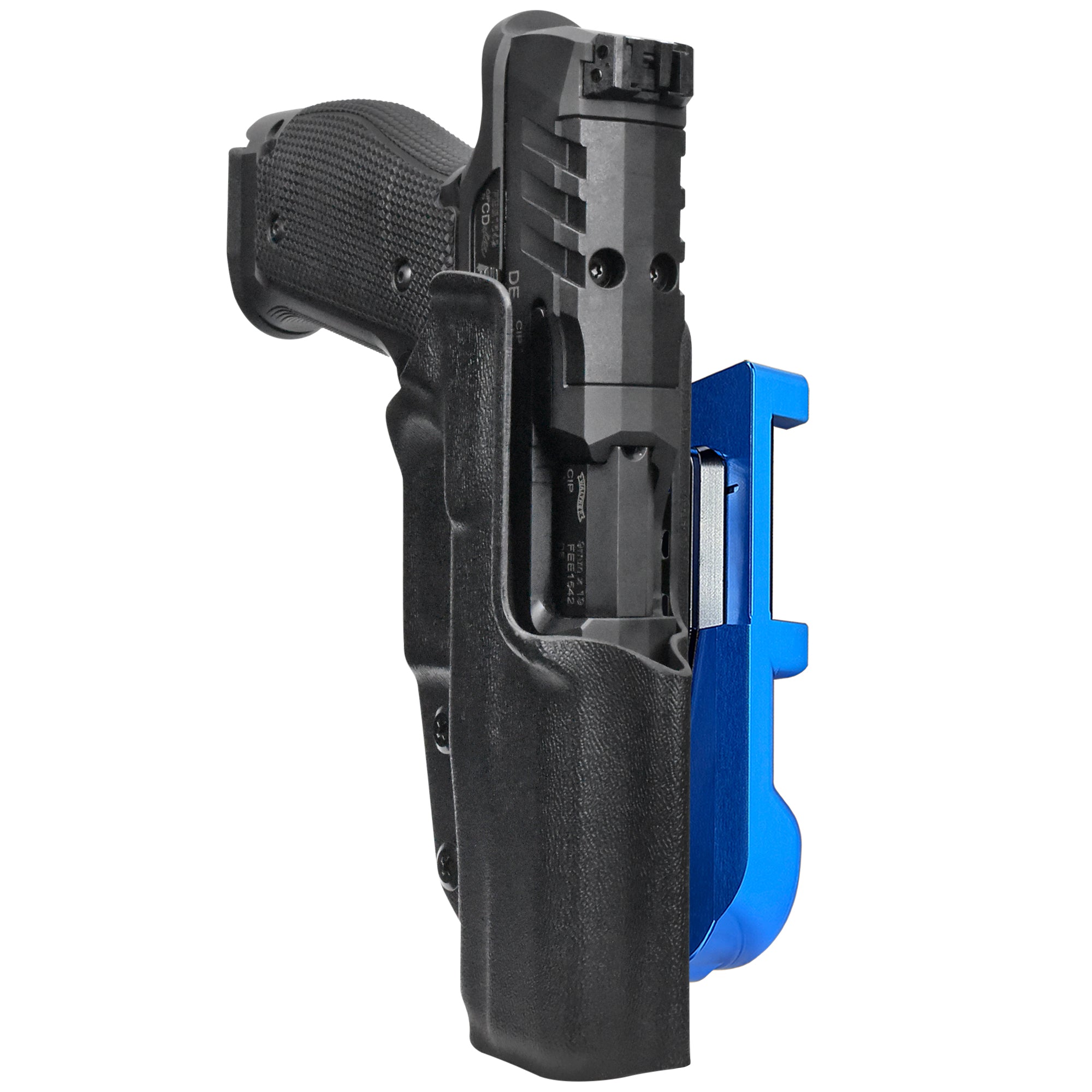 Walther PDP 4.5''' SF IDPA Quick Mount Holster with Blue Belt Attachment, Black Holster Shell