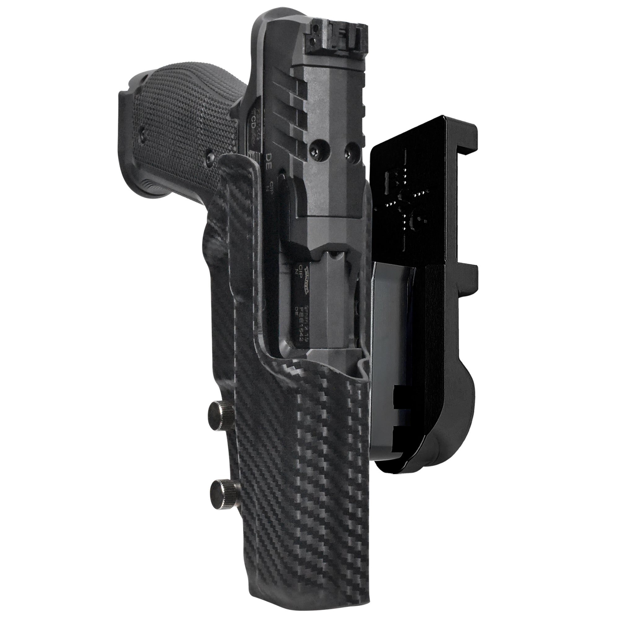 Walther PDP 4.5''' SF IPSC/USPA Quick Mount Holster with Black Belt Attachment, Carbon Fiber Holster Shell