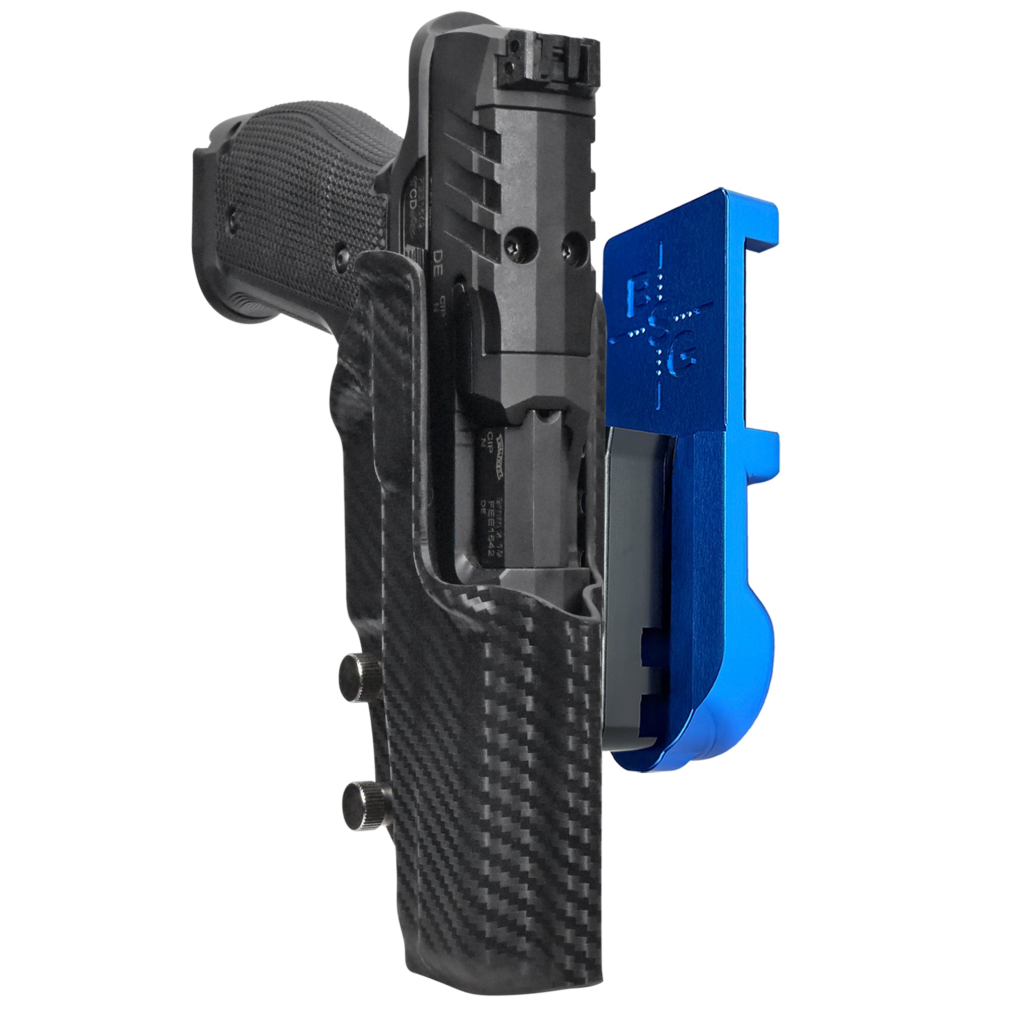 Walther PDP 4.5''' SF IPSC/USPA Quick Mount Holster with Blue Belt Attachment, Carbon Fiber Holster Shell