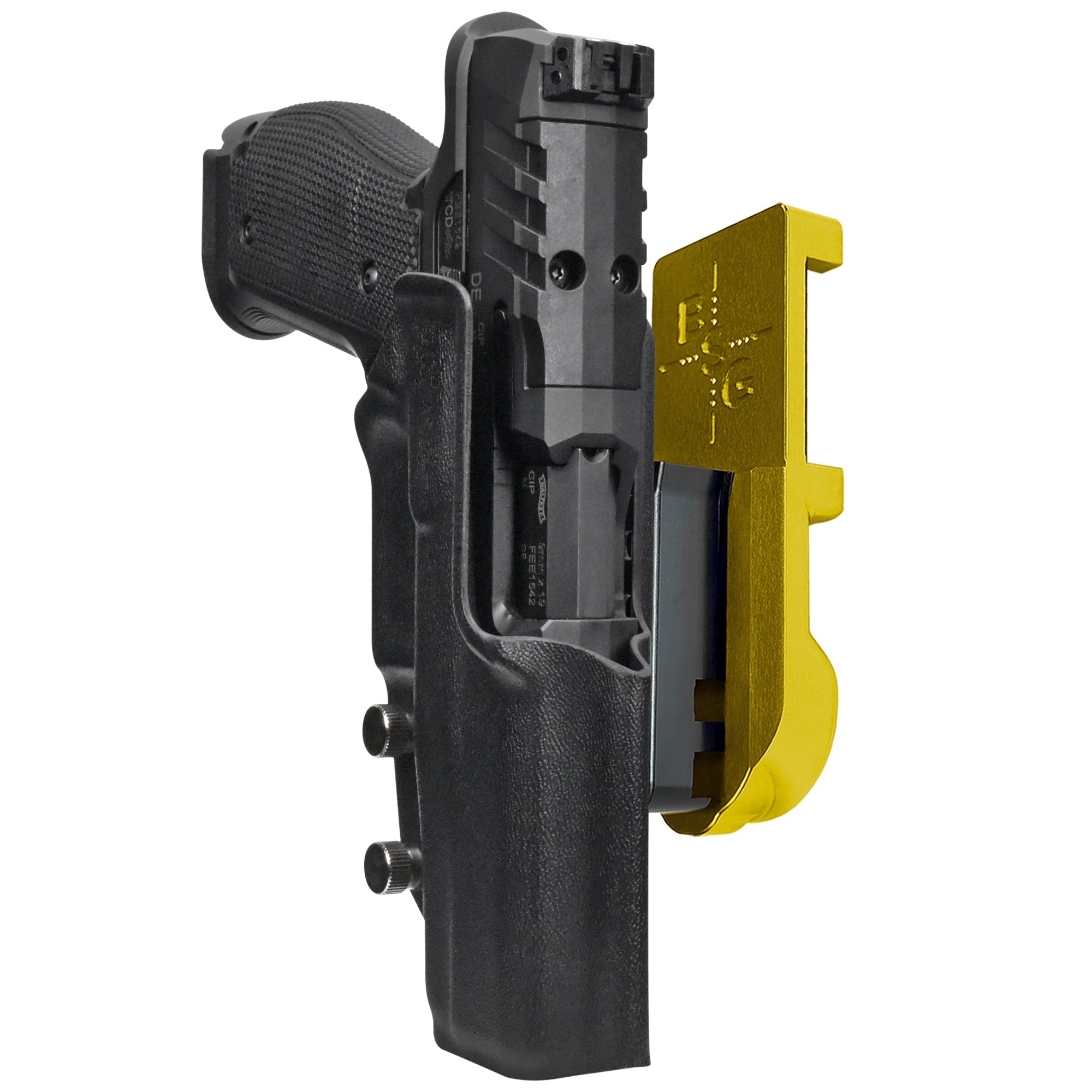 Walther PDP 5'' SF IPSC/USPA Quick Mount Holster with 24K Gold Belt Attachment, Black Holster Shell