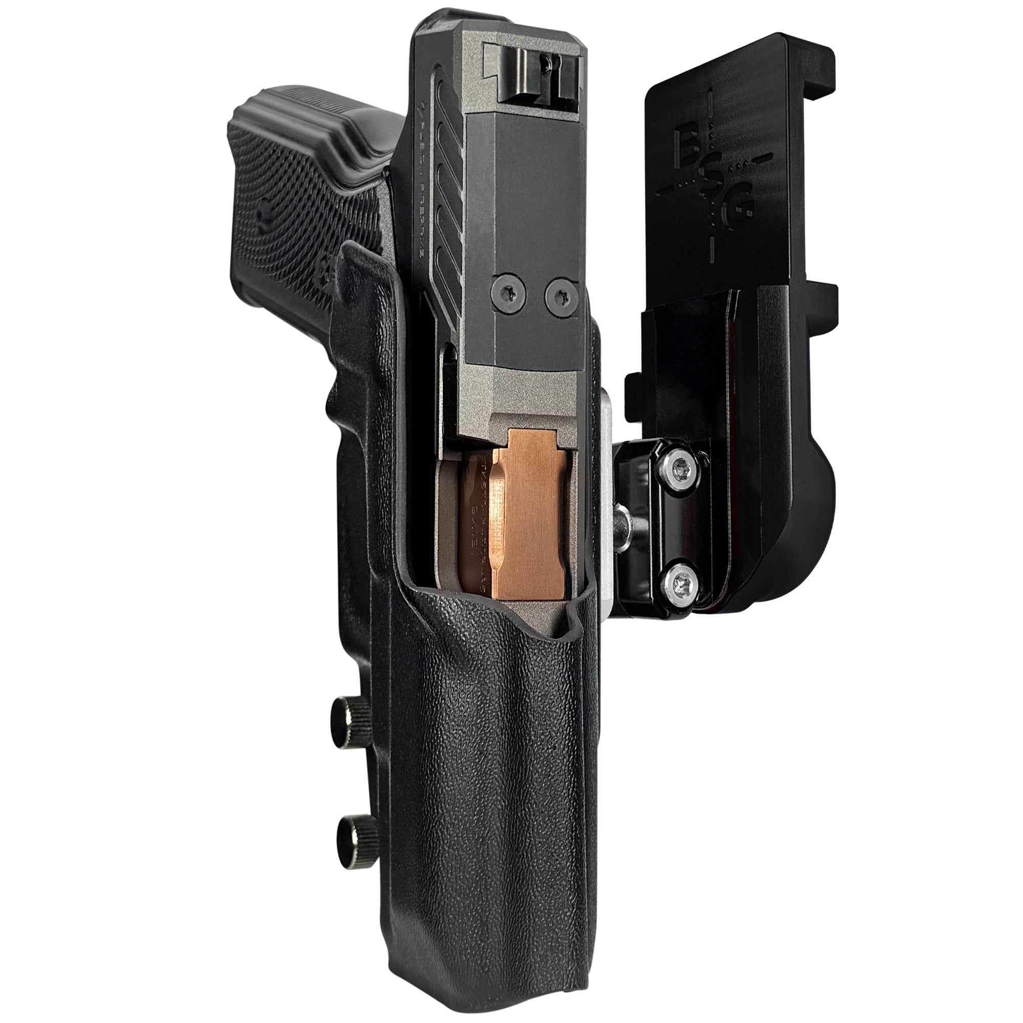Fusion Firearms XF Pro IPSC/USPA Quick Mount Ball Joint Holster with Black Belt Attachment, Black Holster Shell