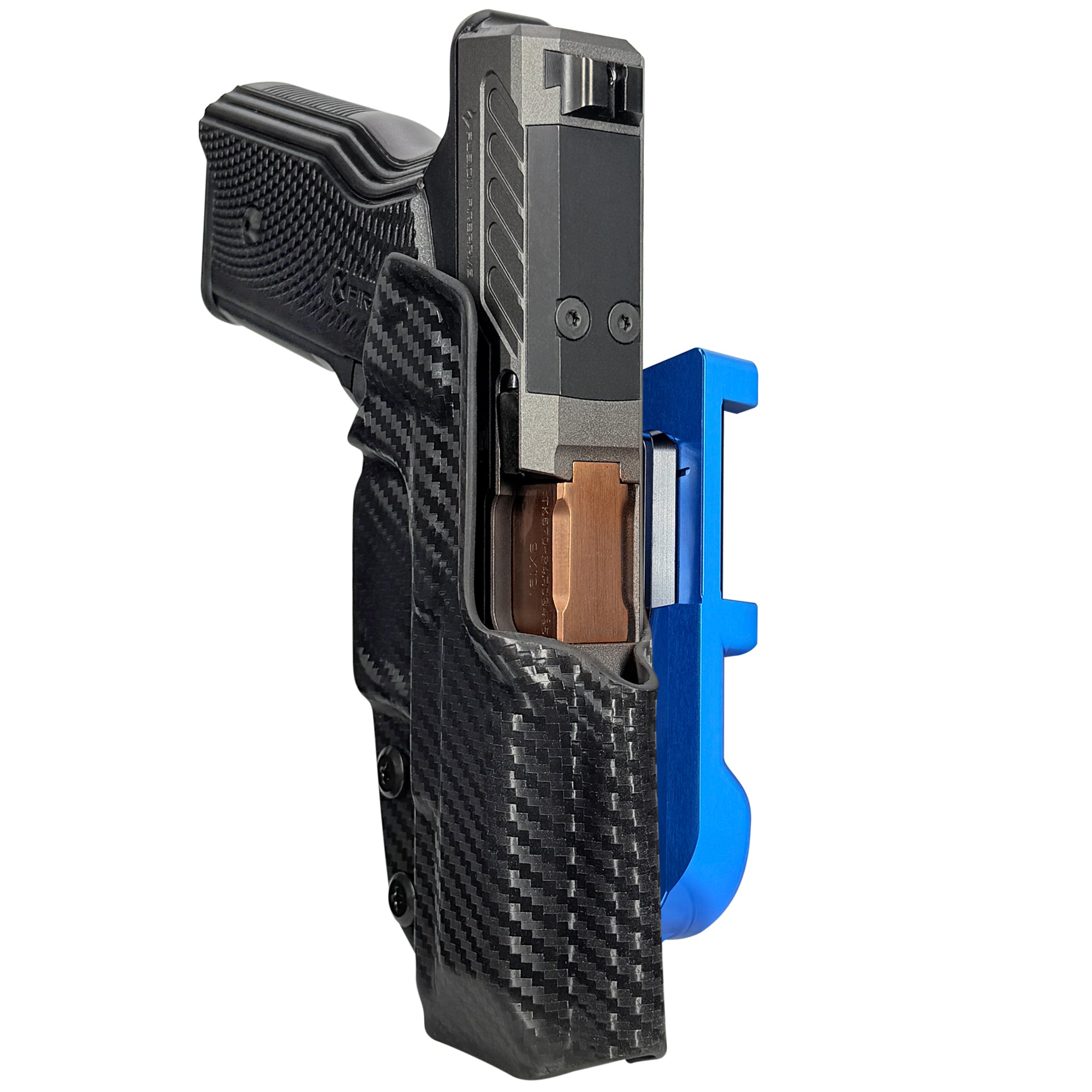 Fusion Firearms XF Pro IDPA Quick Mount Holster with Blue Belt Attachment, Carbon Fiber Holster Shell