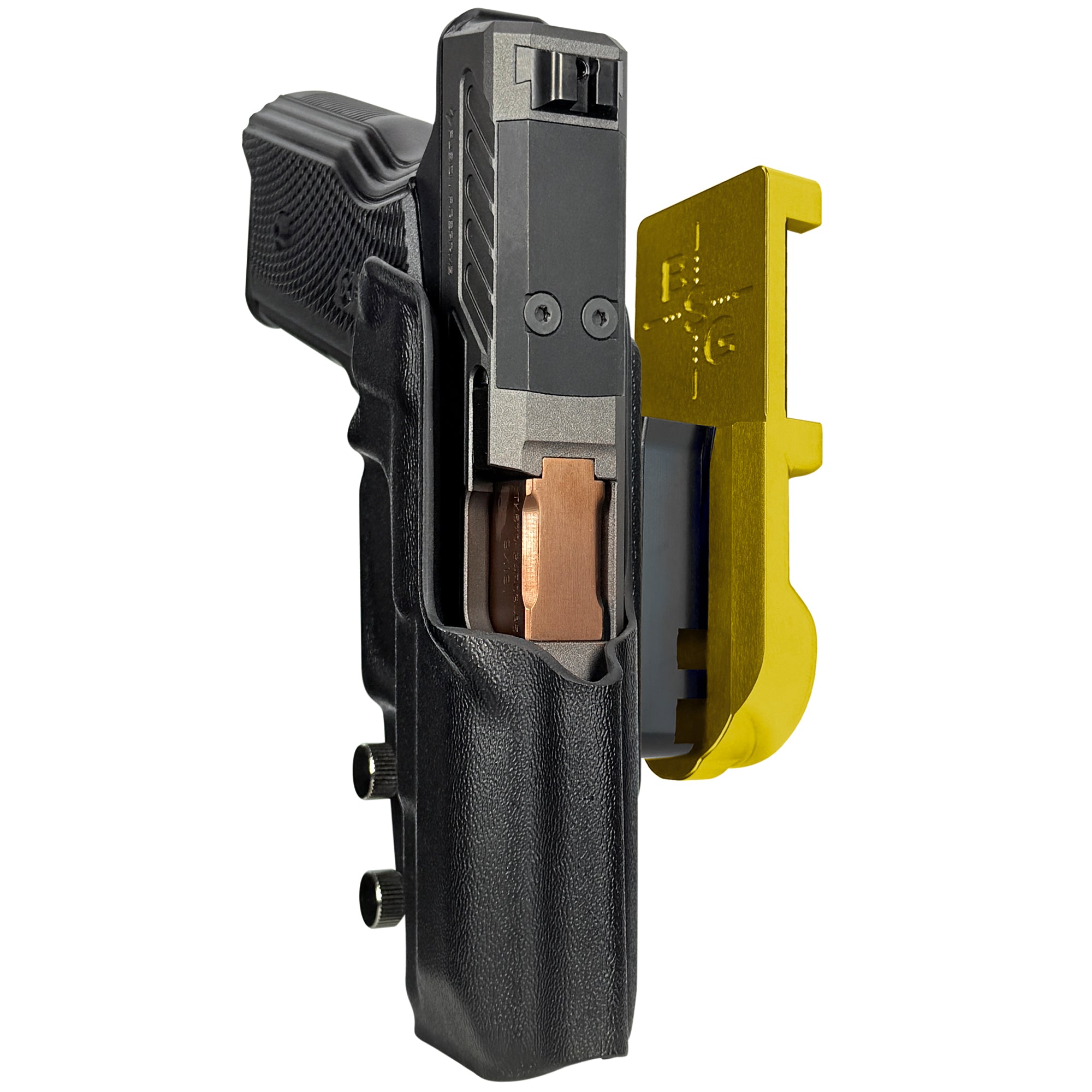Fusion Firearms XF Pro IPSC/USPA Quick Mount Holster with 24K Gold Belt Attachment, Black Holster Shell