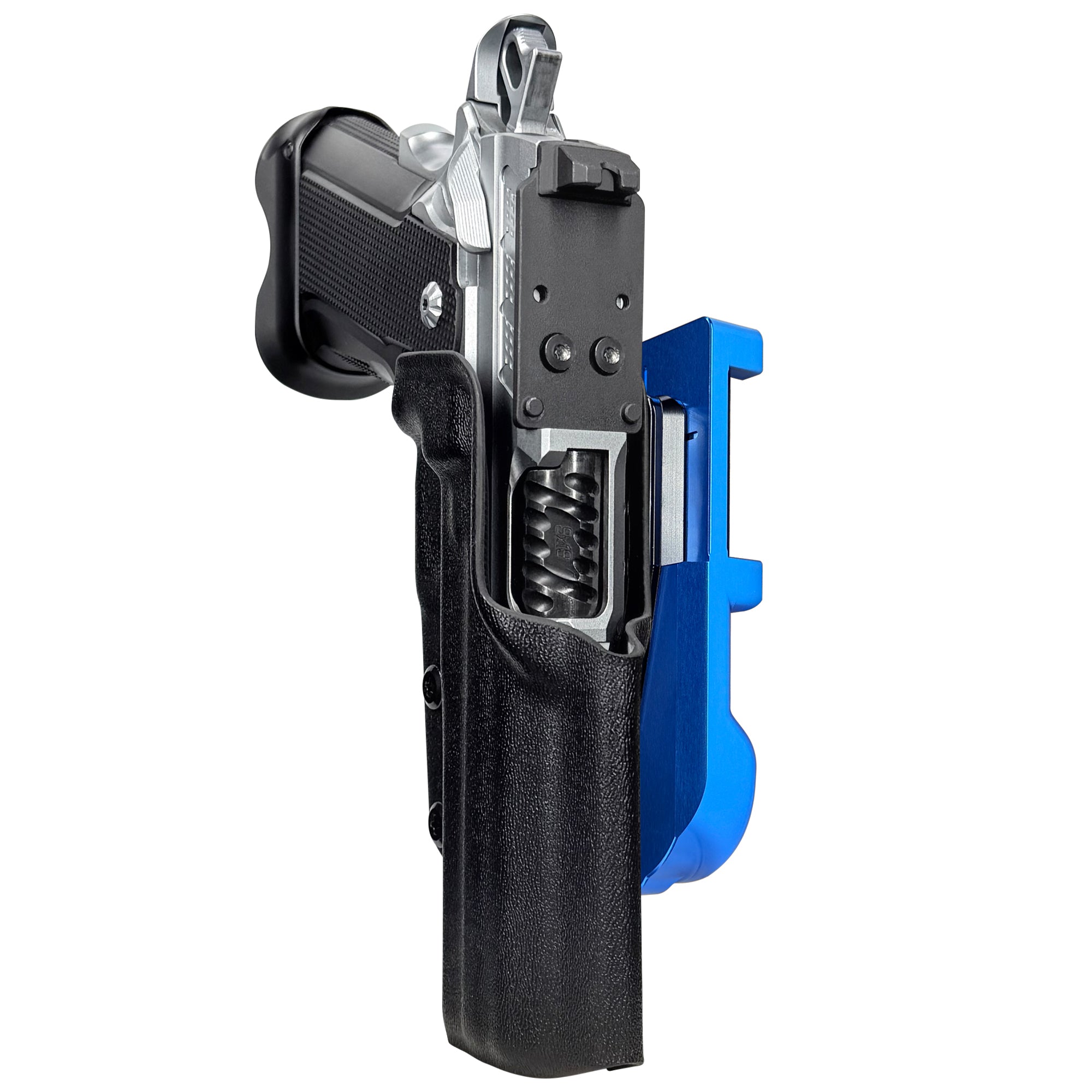 Fusion Firearms XP Comp IDPA Quick Mount Holster with Blue Belt Attachment, Black Holster Shell