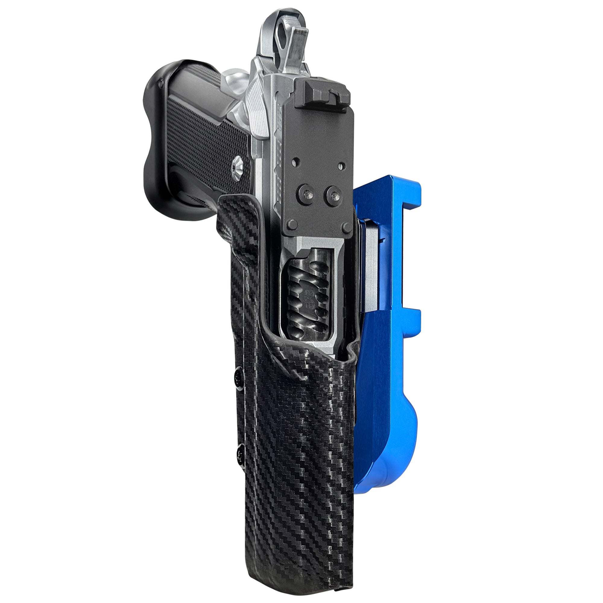 Fusion Firearms XP Comp IDPA Quick Mount Holster with Blue Belt Attachment, Carbon Fiber Holster Shell