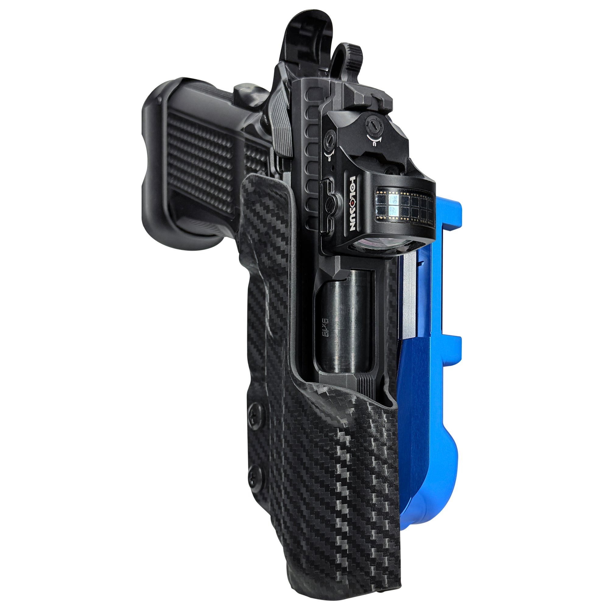 Fusion Firearms XP Pro IDPA Quick Mount Holster with Blue Belt Attachment, Carbon Fiber Holster Shell