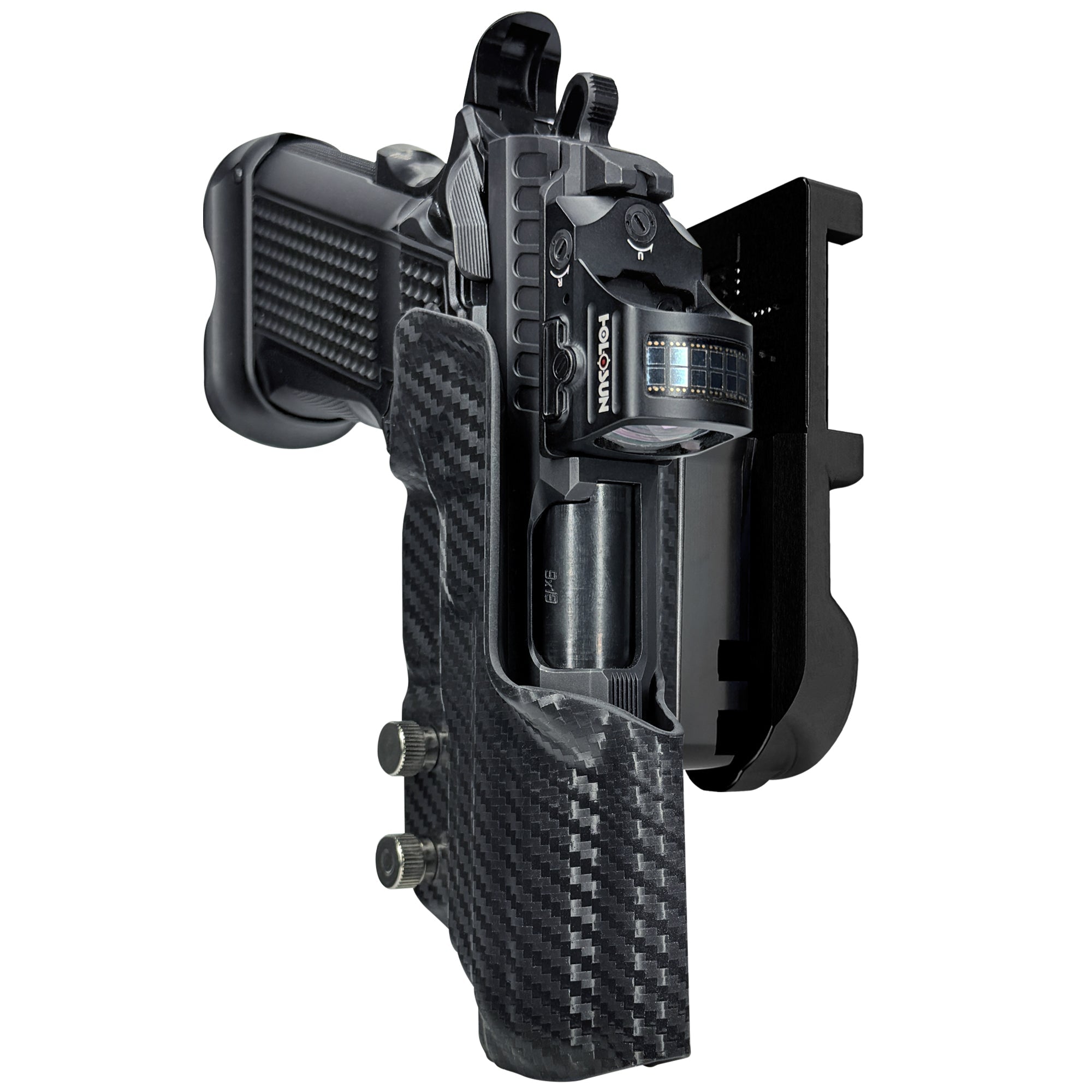 Fusion Firearms XP Pro IPSC/USPA Quick Mount Holster with Black Belt Attachment, Carbon Fiber Holster Shell
