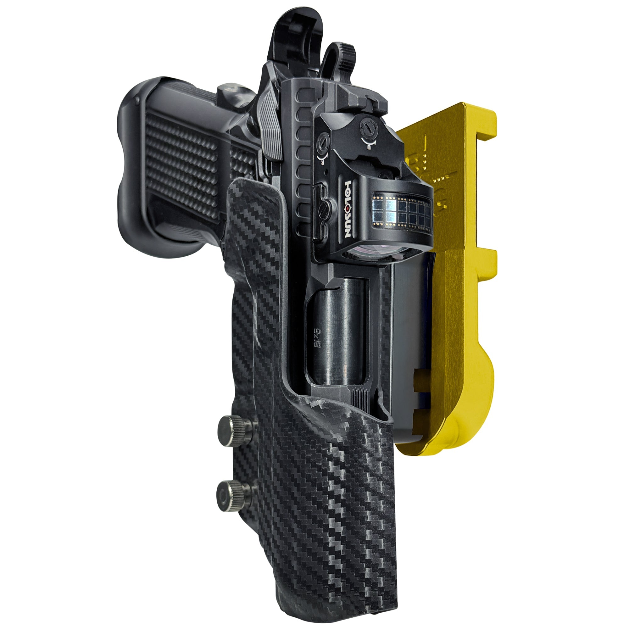 Fusion Firearms XP Pro IPSC/USPA Quick Mount Holster with 24K Gold Belt Attachment, Carbon Fiber Holster Shell