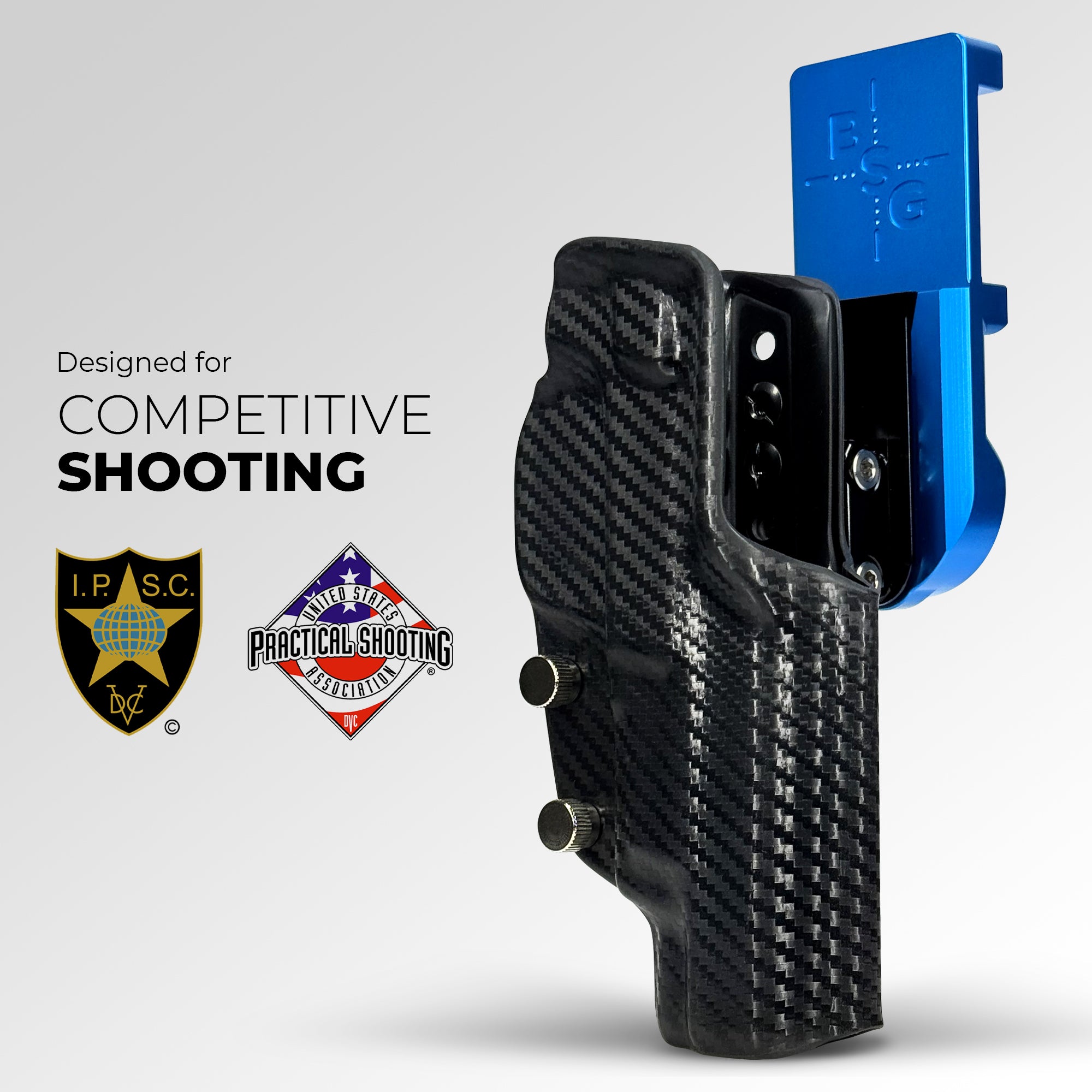 1911 4.25in (No Rail) IPSC/USPA Quick Mount Ball Joint Holster with Black Belt Attachment, Black Holster Shell