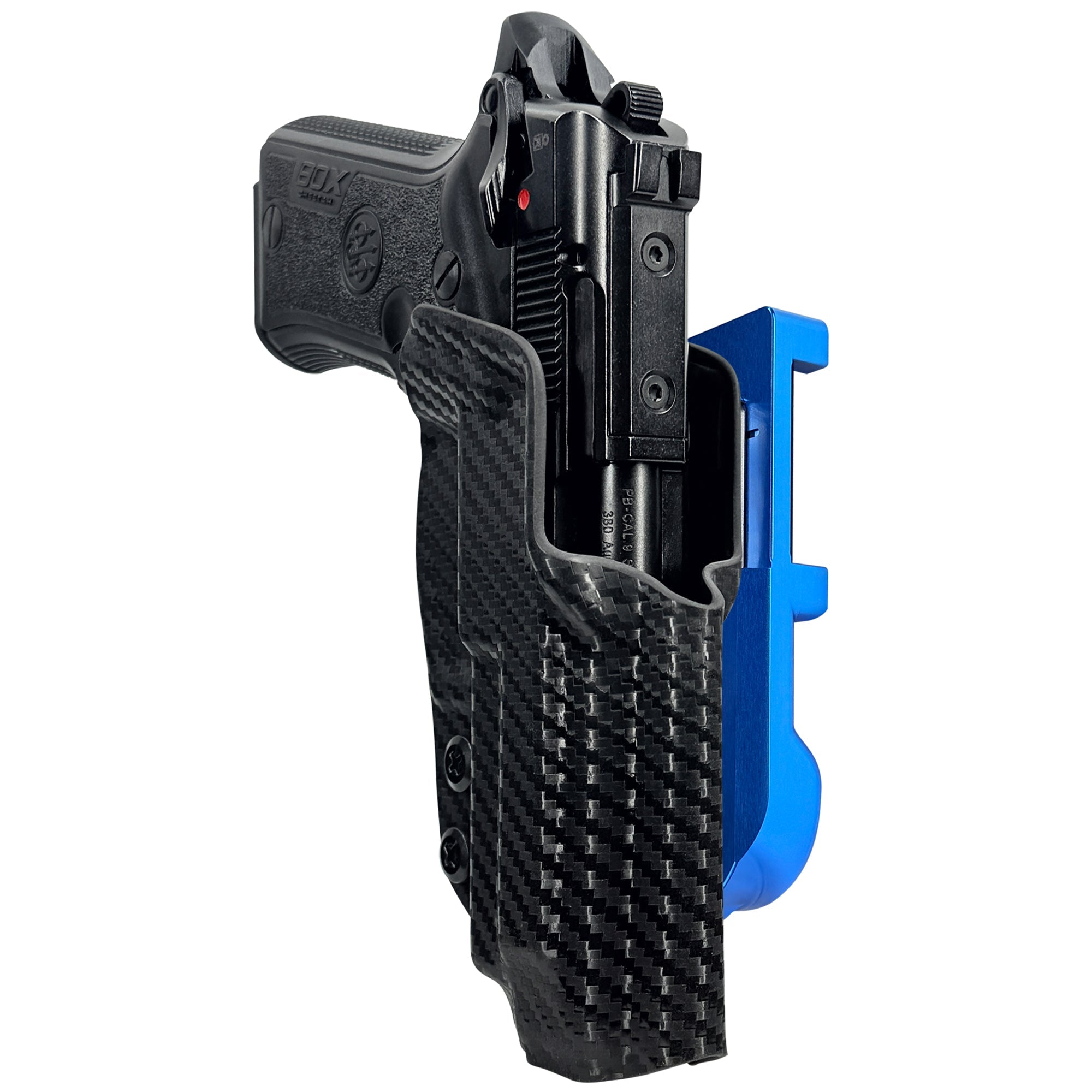 Beretta 80X Cheetah IDPA Quick Mount Holster with Blue Belt Attachment, Carbon Fiber Holster Shell