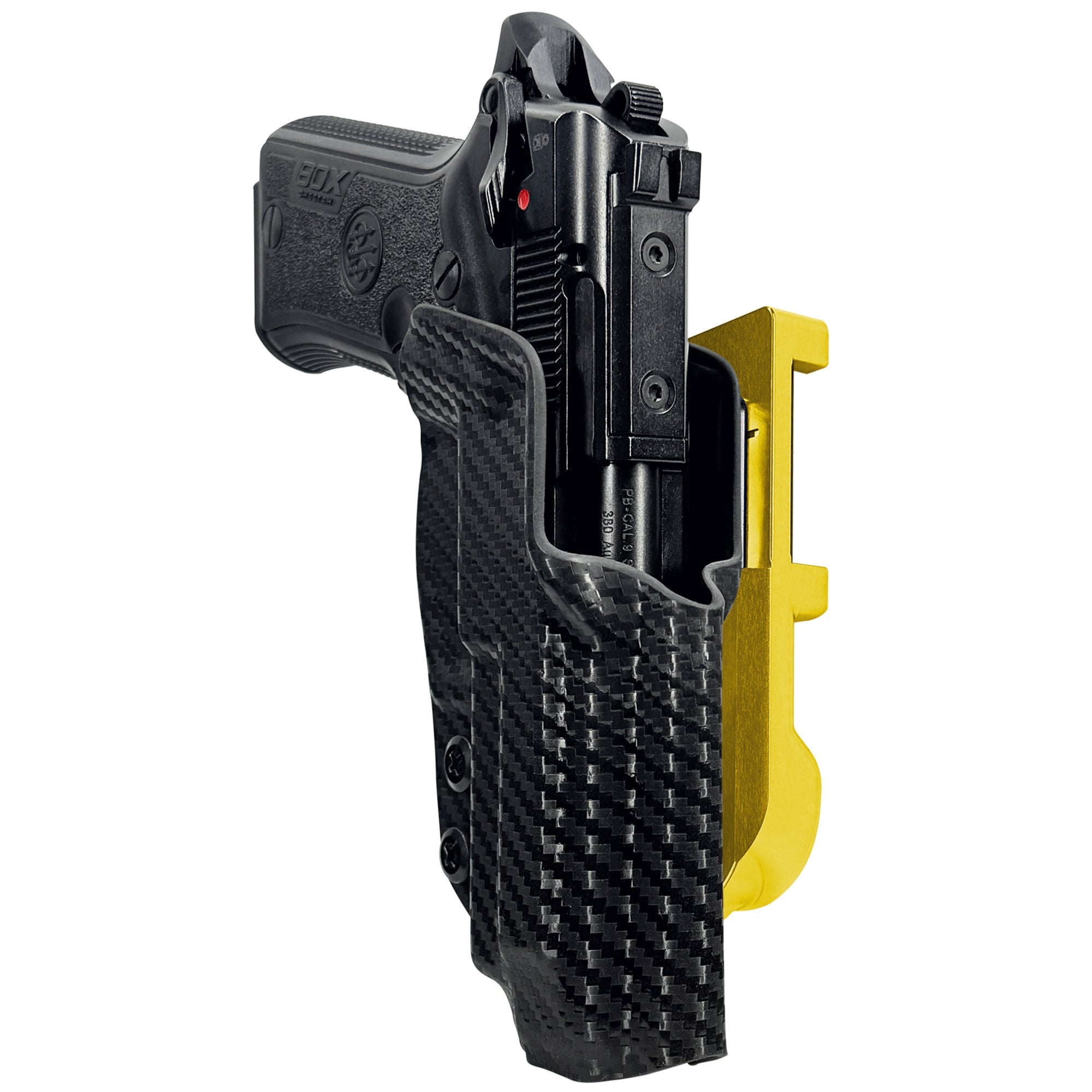 Beretta 80X Cheetah IDPA Quick Mount Holster with 24K Gold Belt Attachment, Carbon Fiber Holster Shell