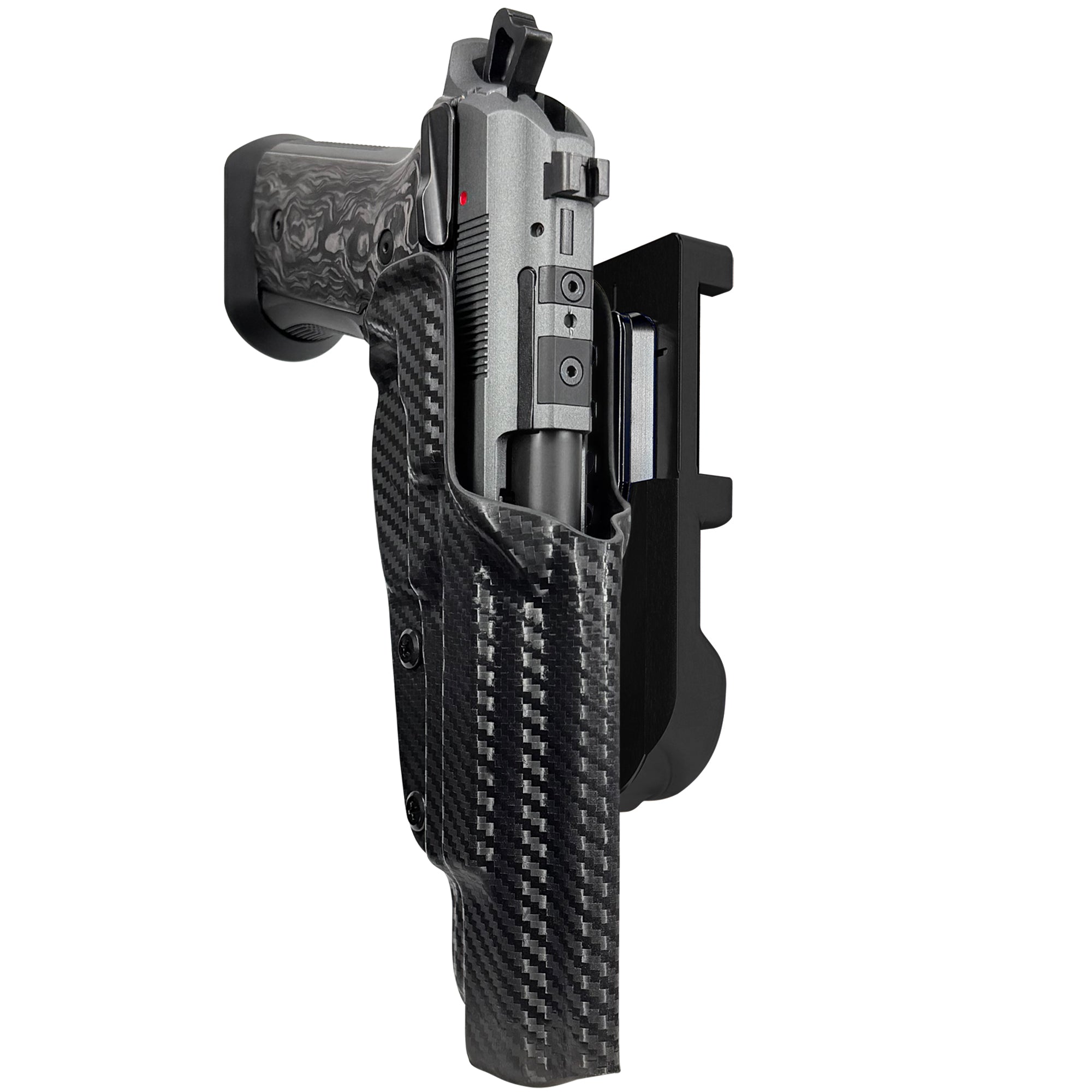 Beretta 92XI SAO Gara/Corsa IDPA Quick Mount Holster with Black Belt Attachment, Carbon Fiber Holster Shell
