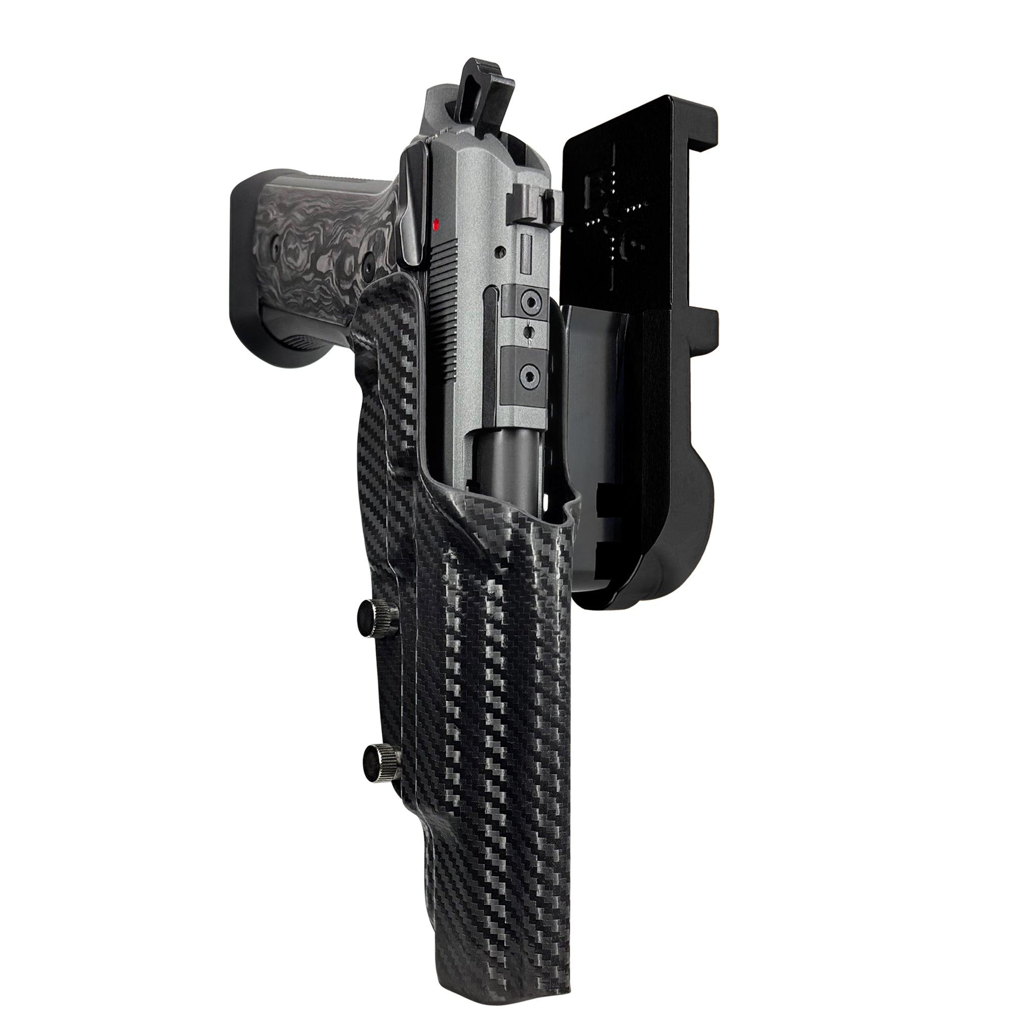 Beretta 92XI SAO Gara/Corsa IPSC/USPA Quick Mount Holster with Black Belt Attachment, Carbon Fiber Holster Shell