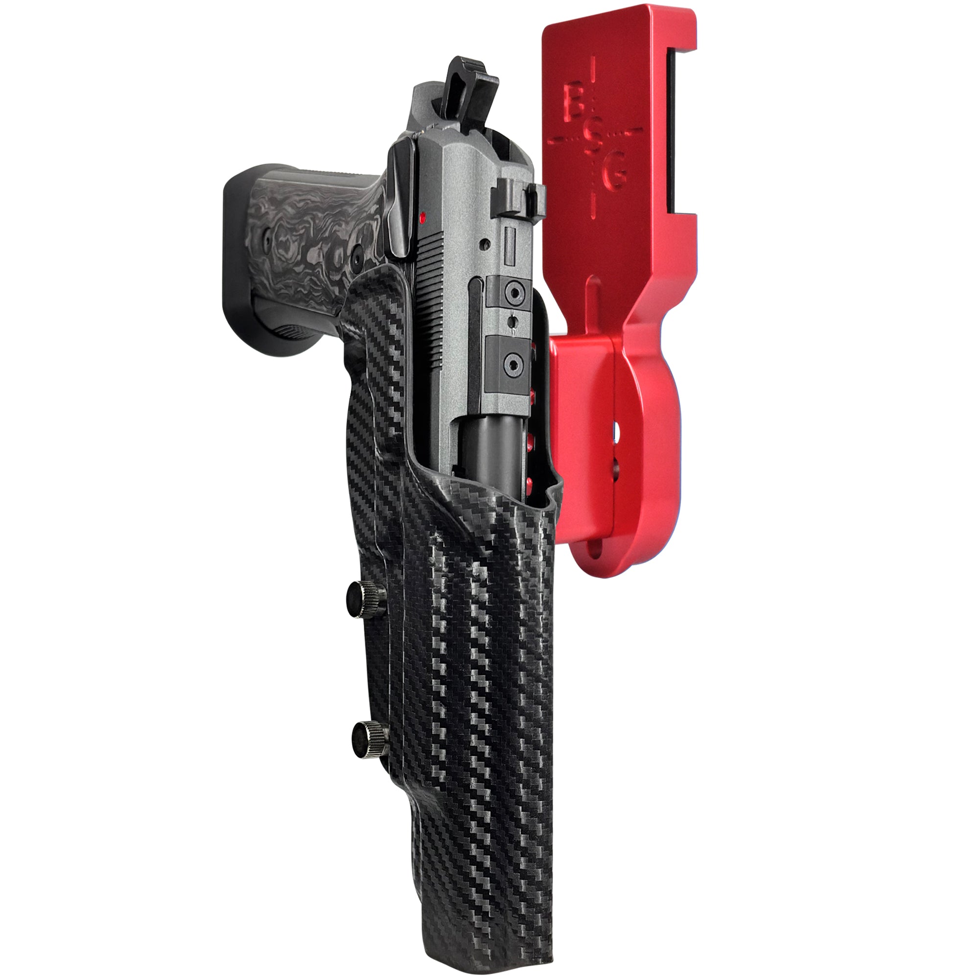 Beretta 92XI SAO Gara/Corsa Pro Heavy Duty Competition Holster in Red / Carbon Fiber