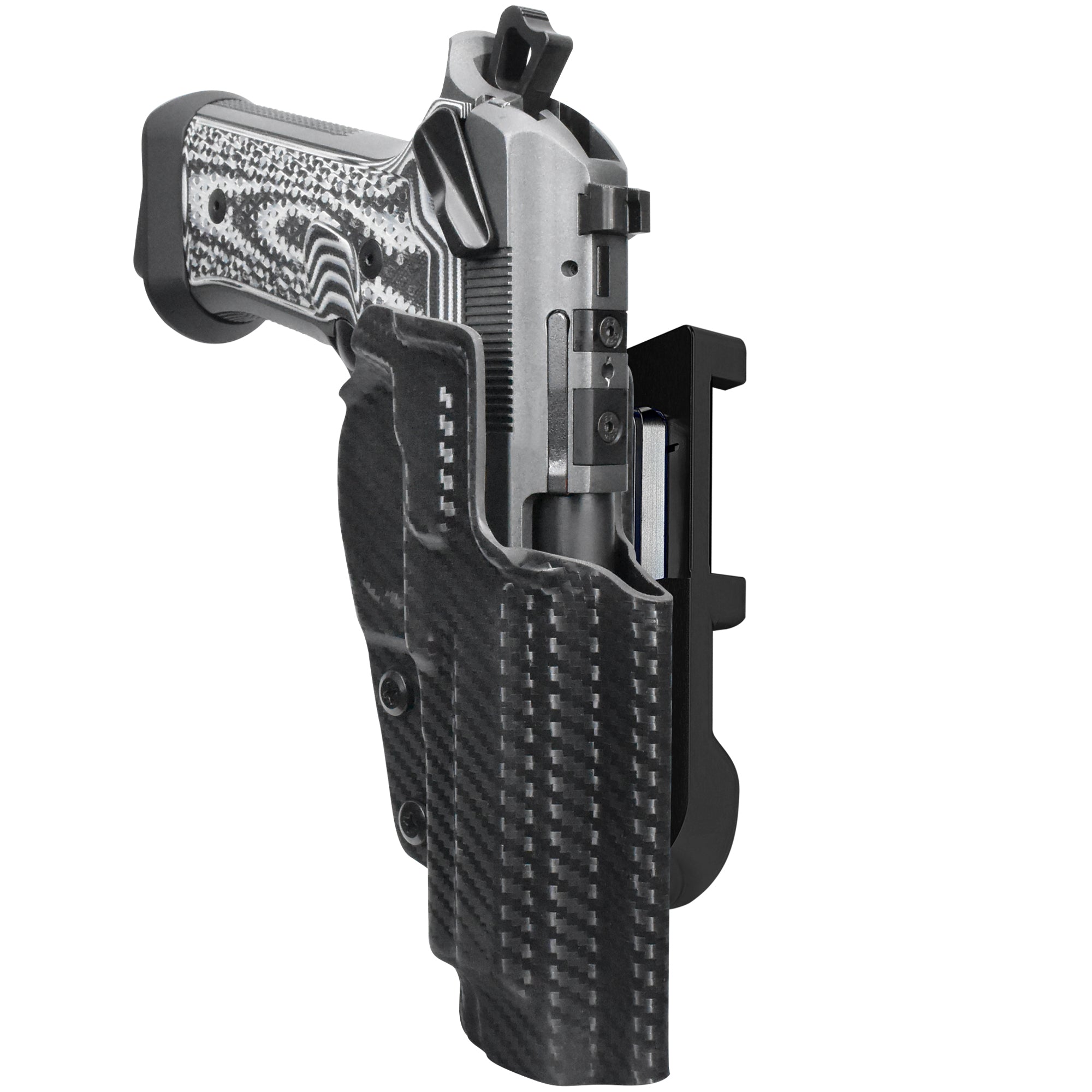 Beretta 92XI IDPA Quick Mount Holster with Black Belt Attachment, Carbon Fiber Holster Shell