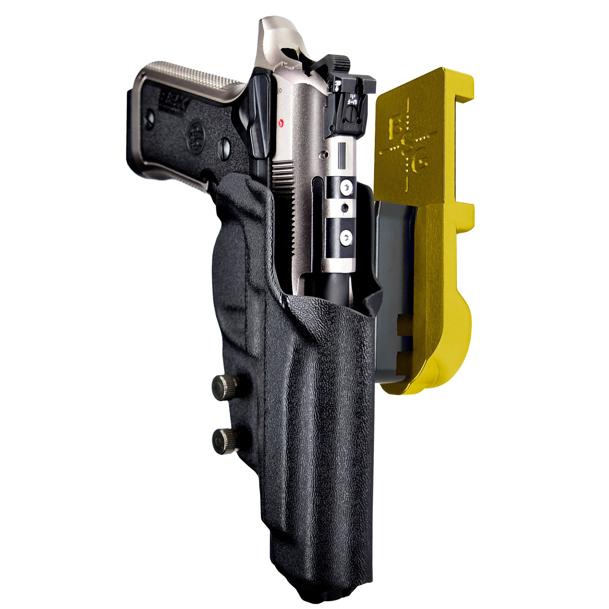 Beretta 92X Perf Def IPSC/USPA Quick Mount Holster with 24K Gold Belt Attachment, Black Holster Shell