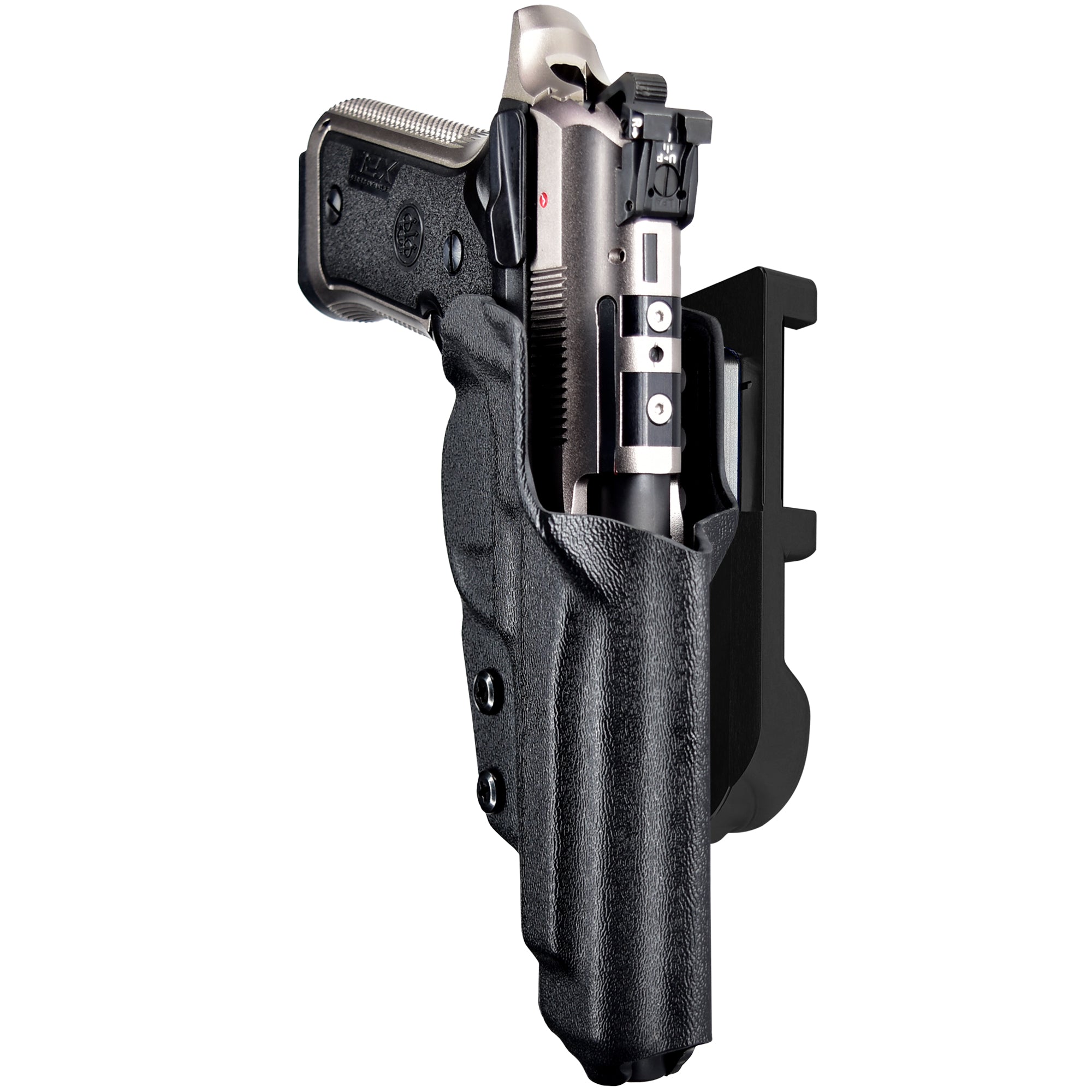 Beretta 92X Perf Def IDPA Quick Mount Holster with Black Belt Attachment, Black Holster Shell
