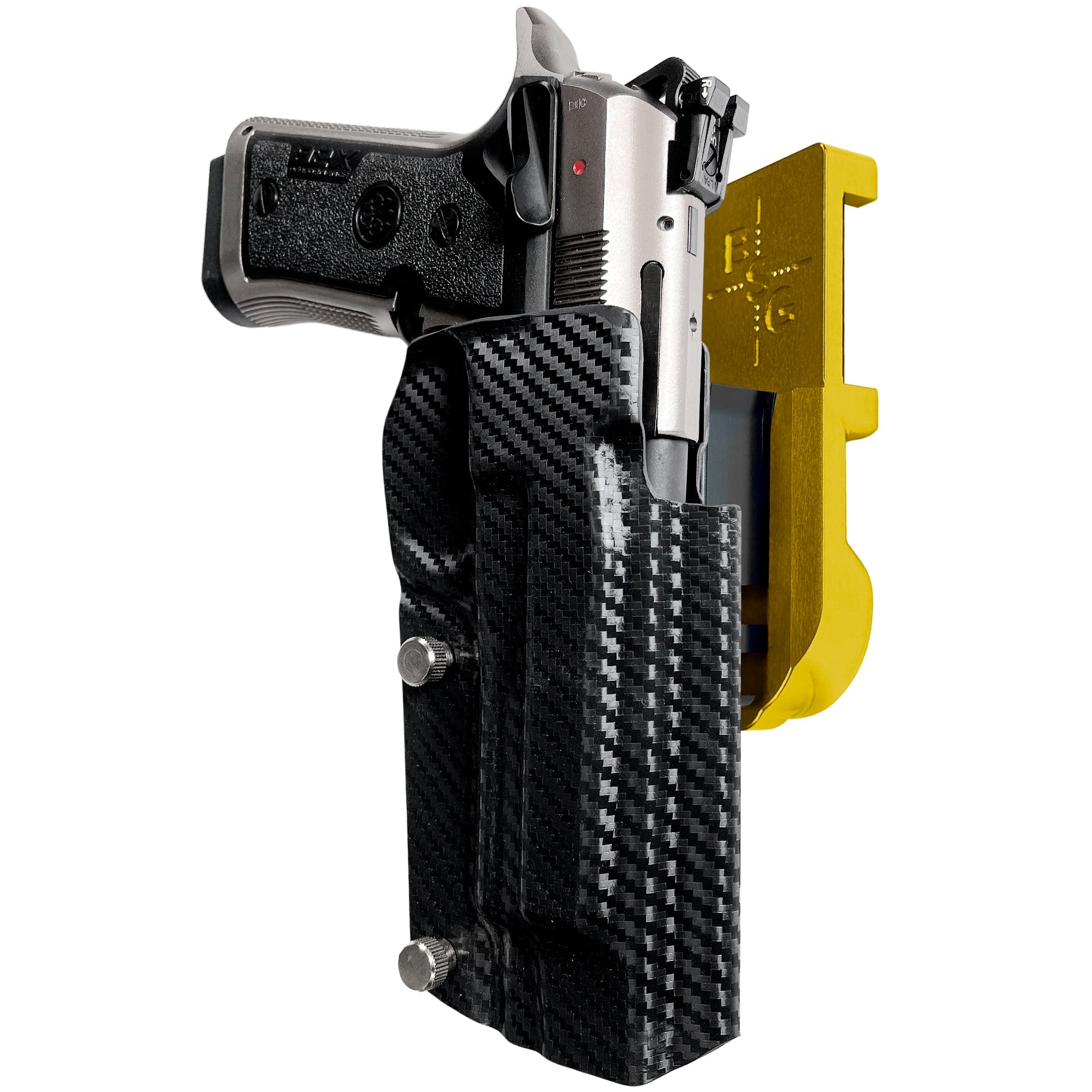 Beretta 92X Perf IPSC/USPA Quick Mount Holster with 24K Gold Belt Attachment, Carbon Fiber Holster Shell