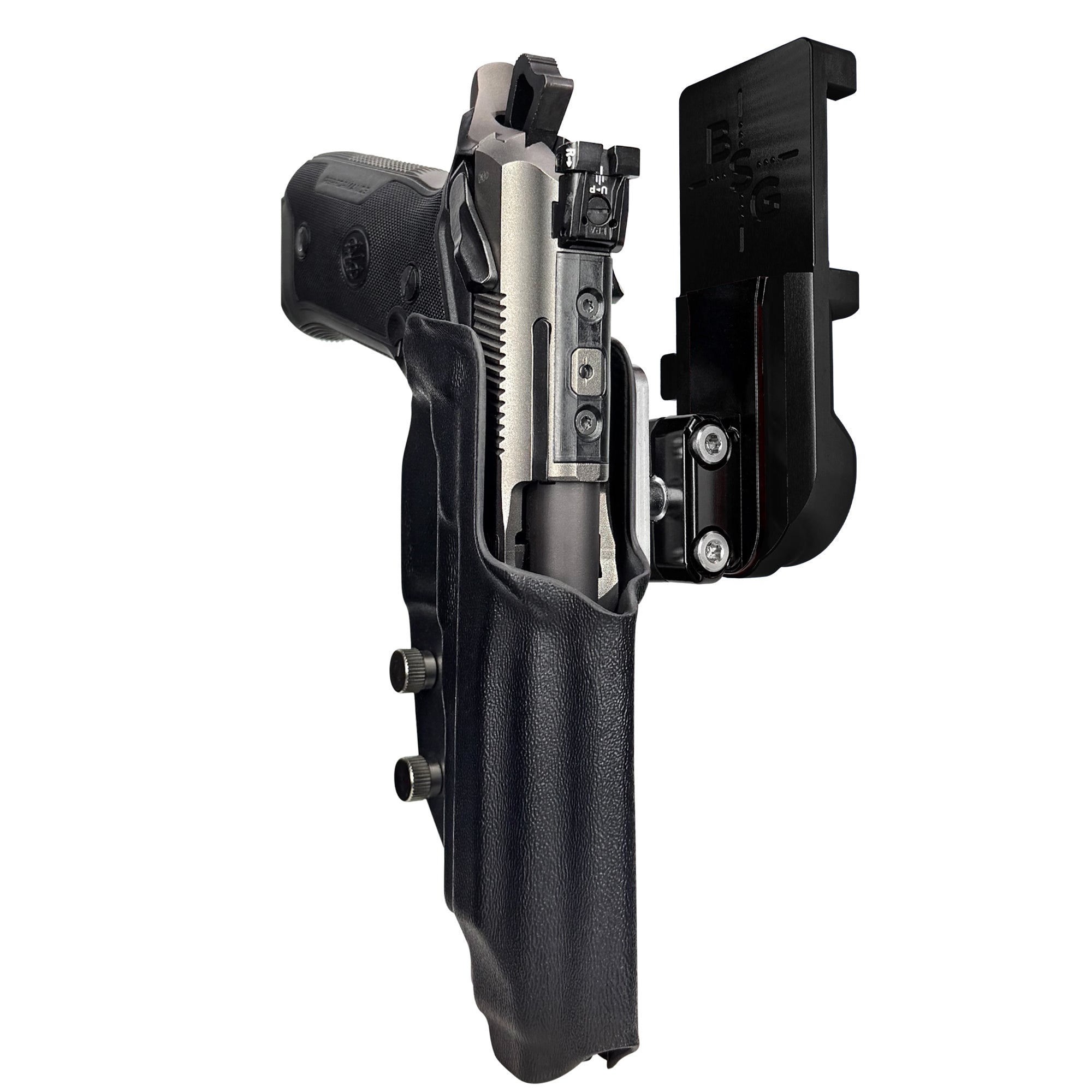 Beretta 94X Performance IPSC/USPA Quick Mount Ball Joint Holster with Black Belt Attachment, Black Holster Shell