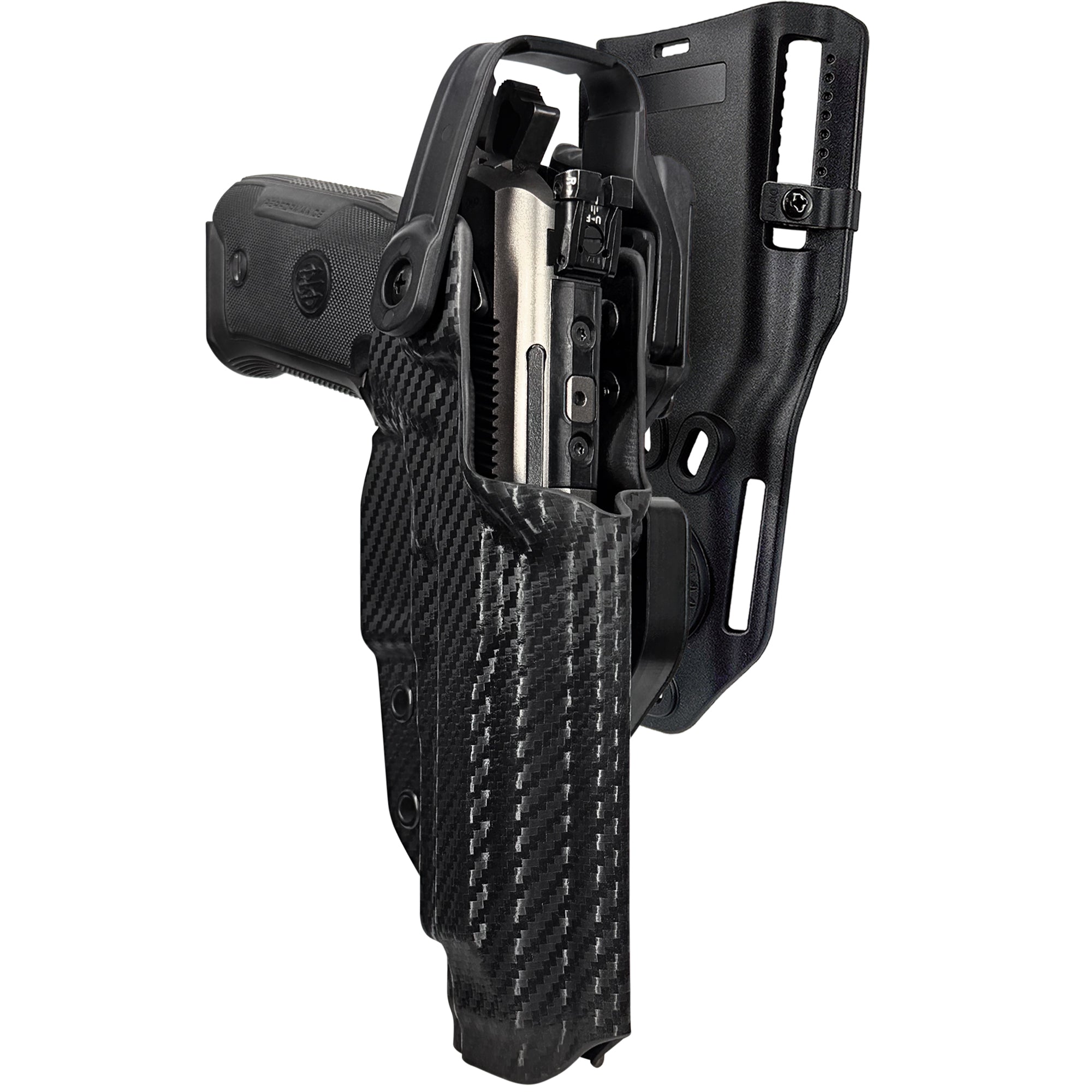 Level II Duty Drop and Offset Holster for Beretta 94X Performance in Carbon Fiber