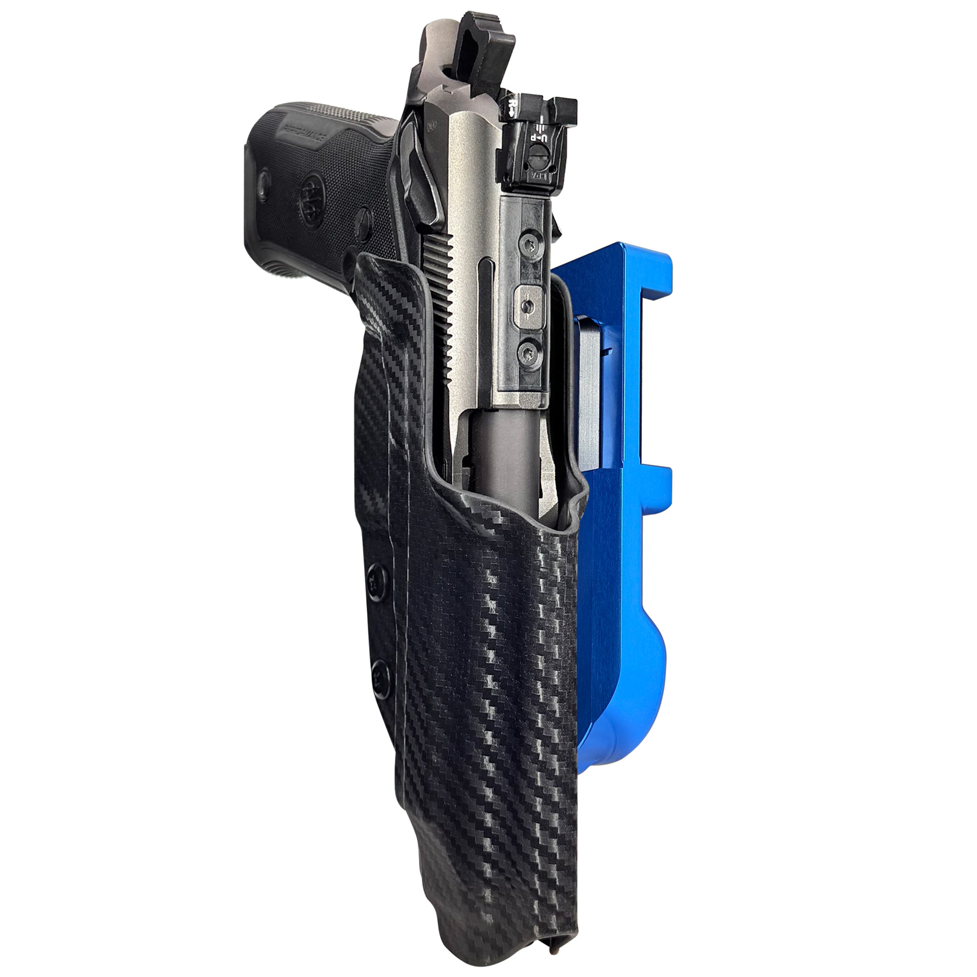 Beretta 94X Performance IDPA Quick Mount Holster with Blue Belt Attachment, Carbon Fiber Holster Shell