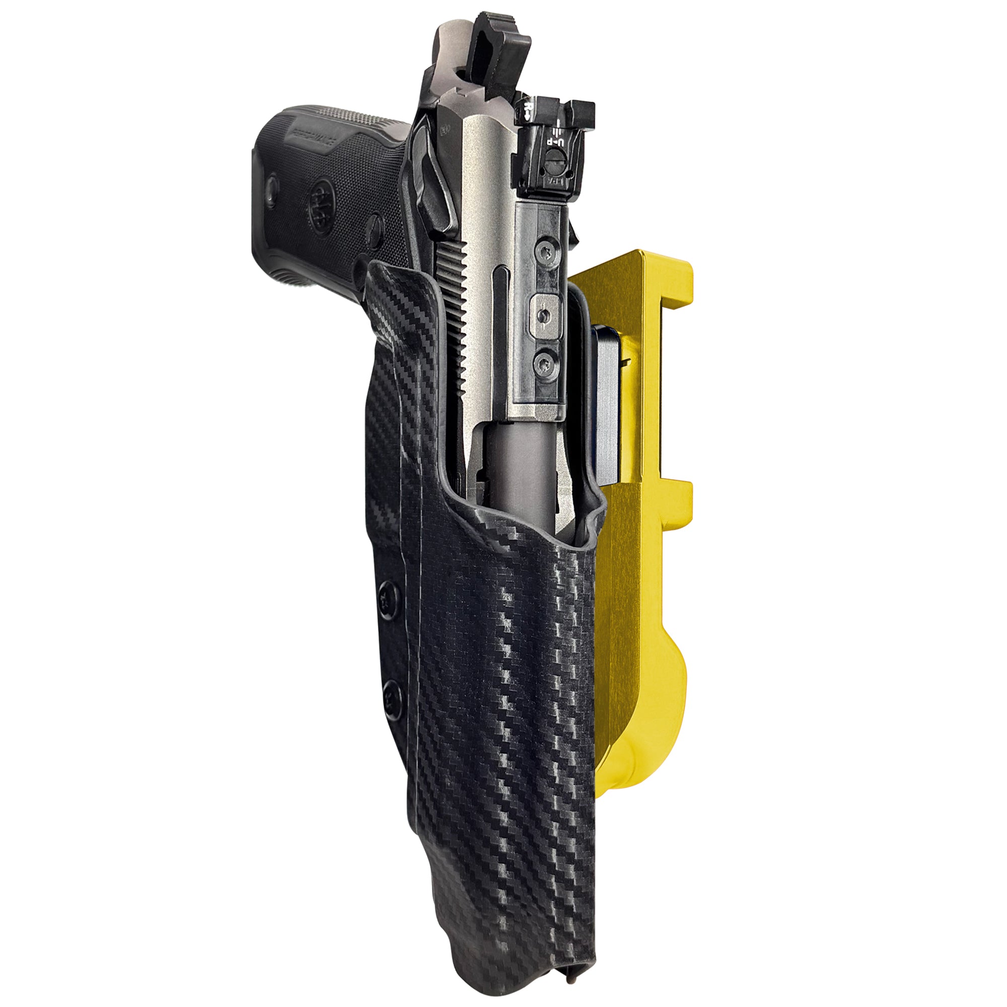Beretta 94X Performance IDPA Quick Mount Holster with 24K Gold Belt Attachment, Carbon Fiber Holster Shell